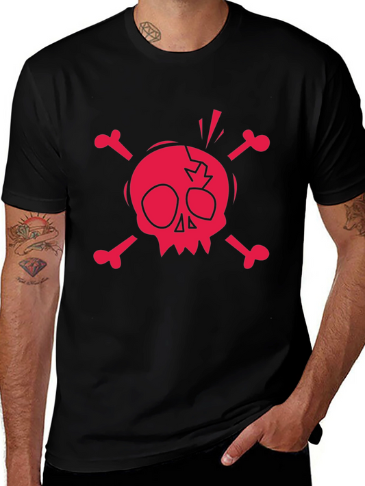 Skull & Crossbones Graphic Tee - Black Cotton T-Shirt