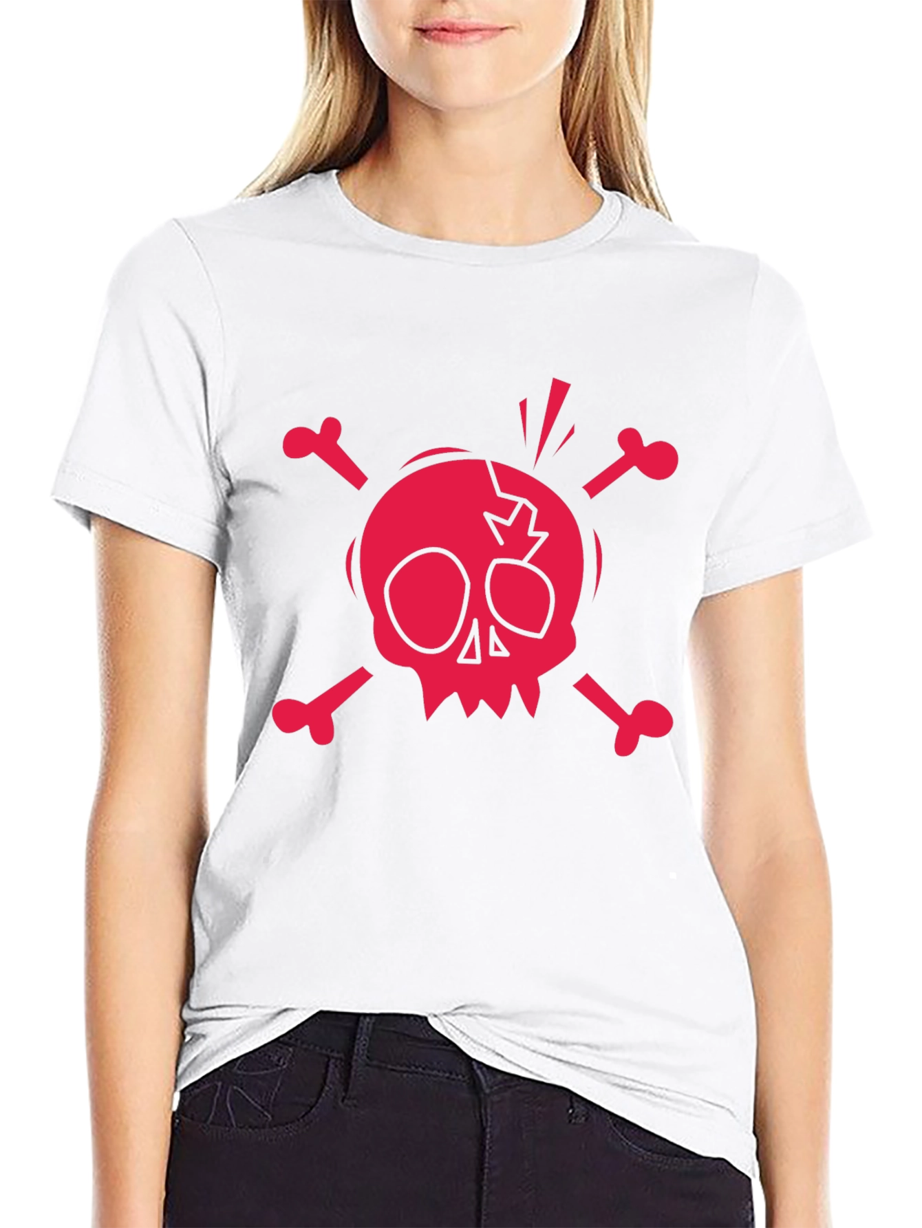 Skull & Crossbones Graphic Tee - Black Cotton T-Shirt