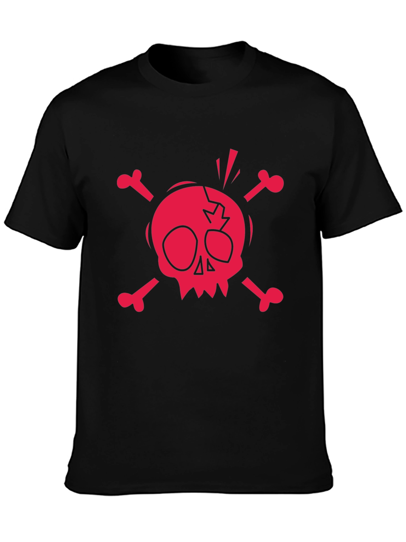 Skull & Crossbones Graphic Tee - Black Cotton T-Shirt