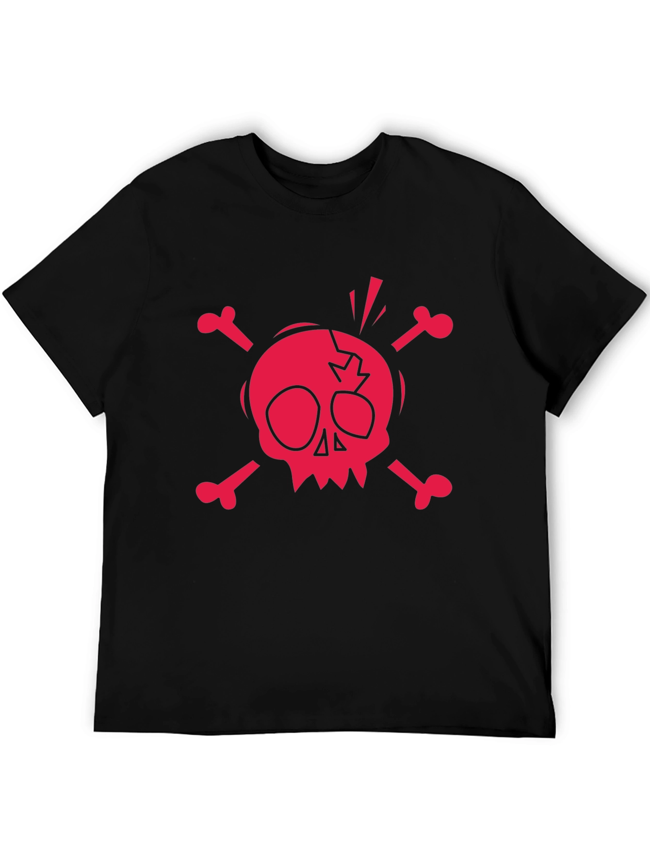 Skull & Crossbones Graphic Tee - Black Cotton T-Shirt