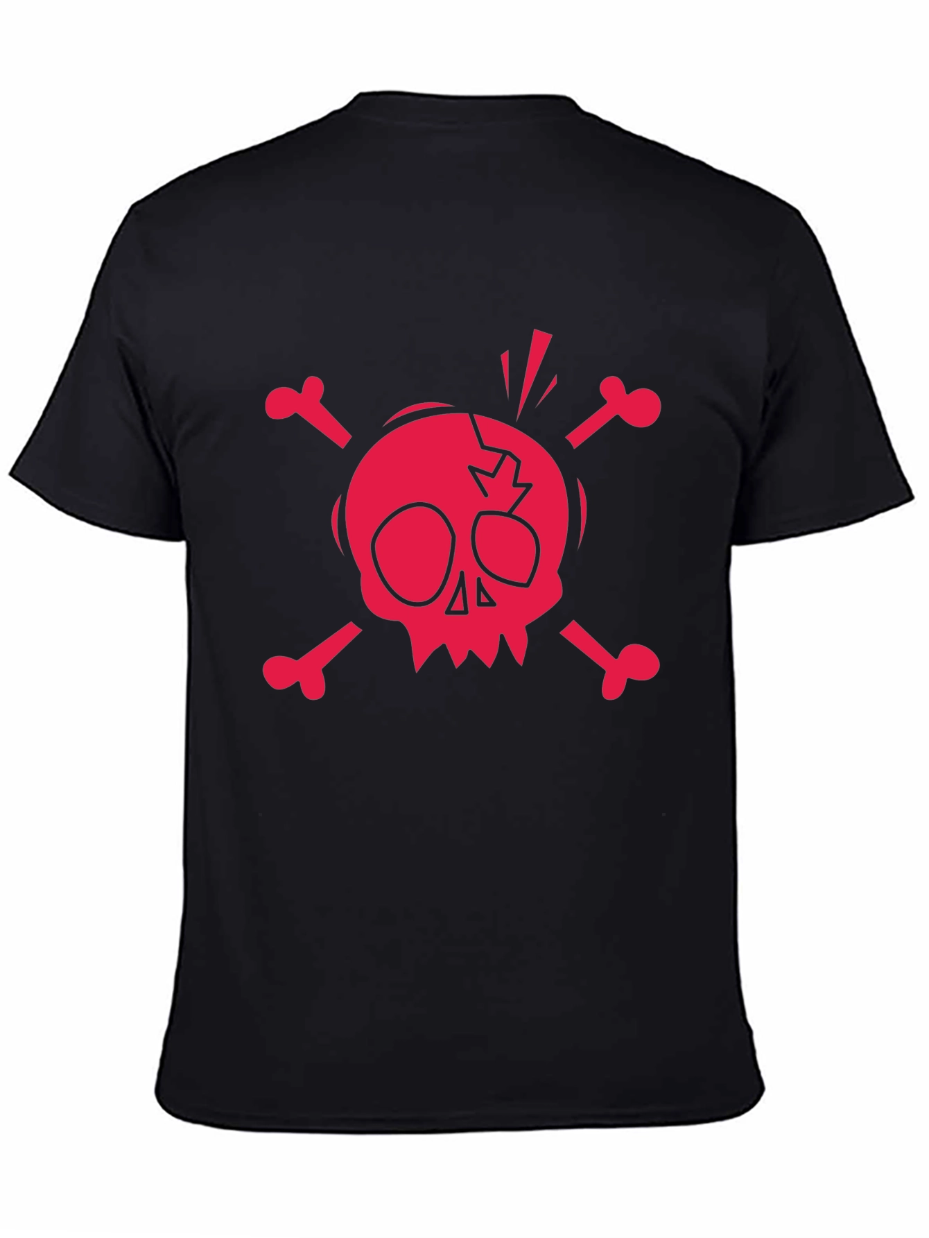 Skull & Crossbones Graphic Tee - Black Cotton T-Shirt