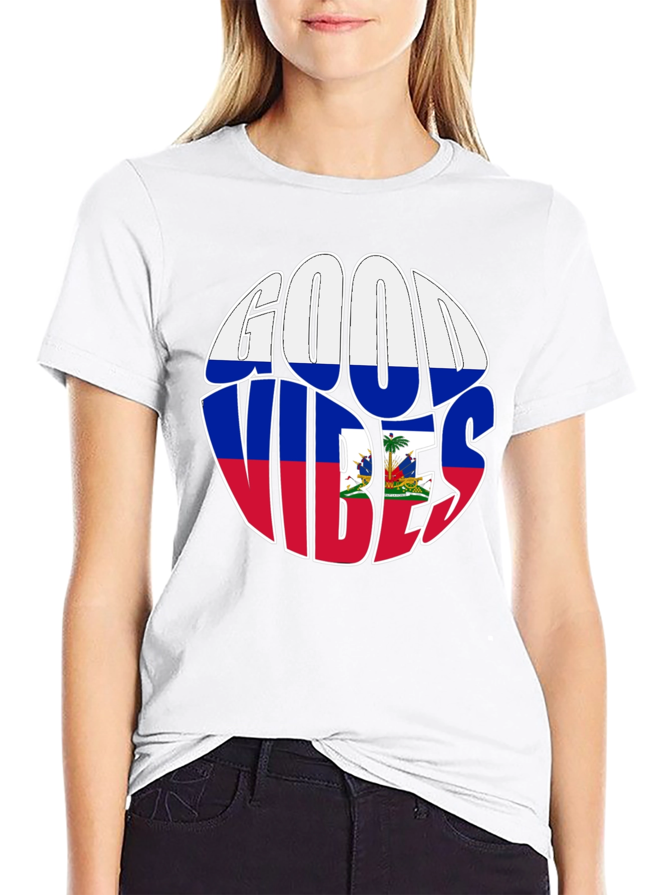 Haiti Flag Good Vibes T-Shirt
