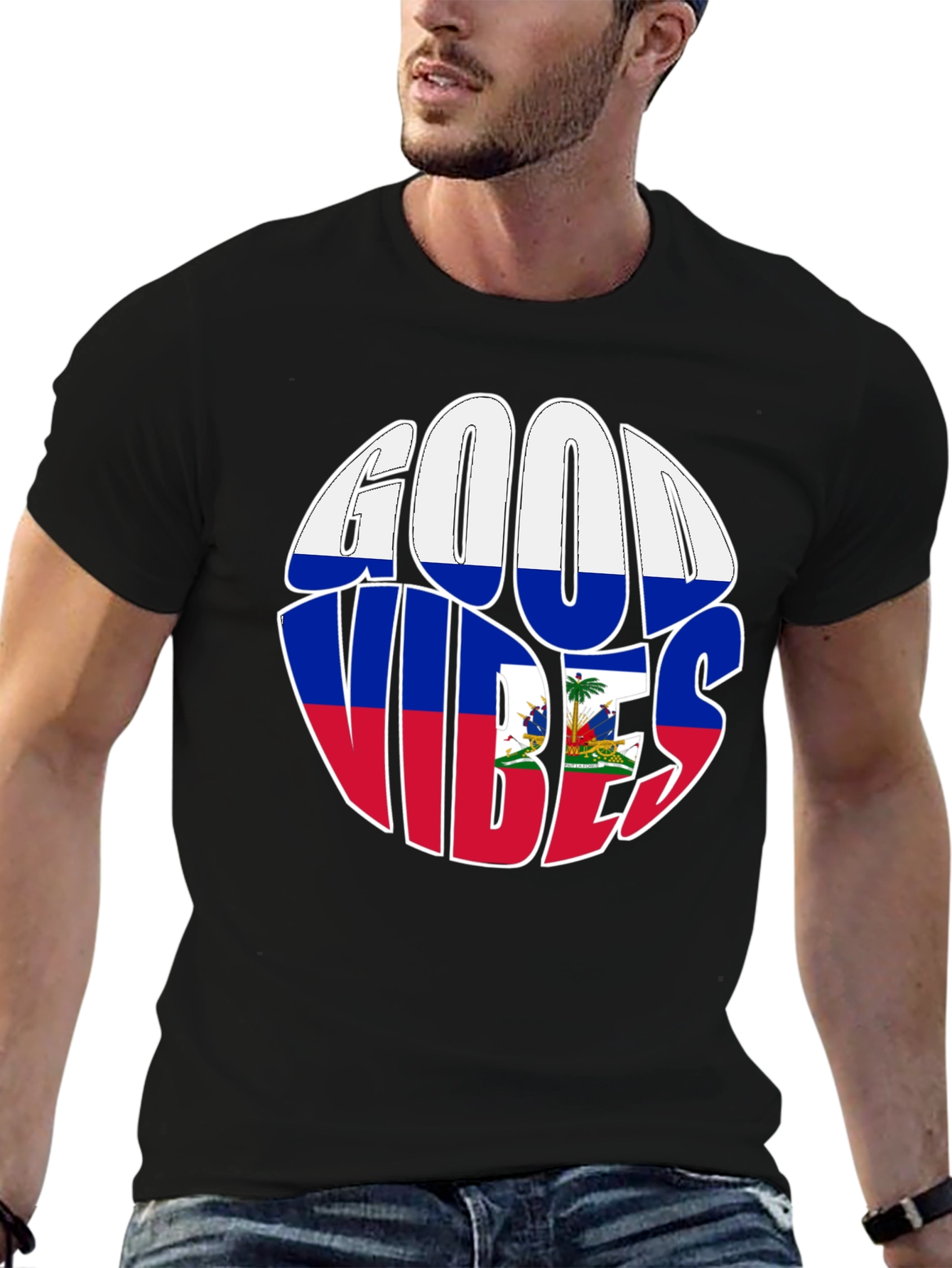 Haiti Flag Good Vibes T-Shirt