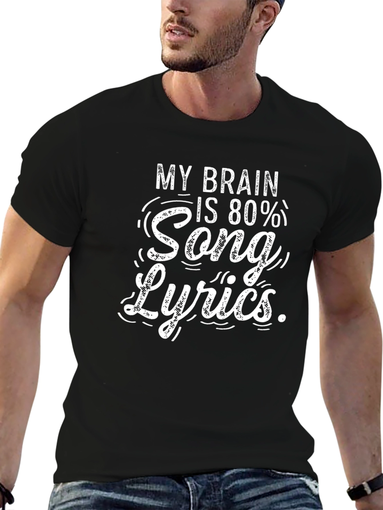 Funny Song Lyrics Graphic Black T-Shirt