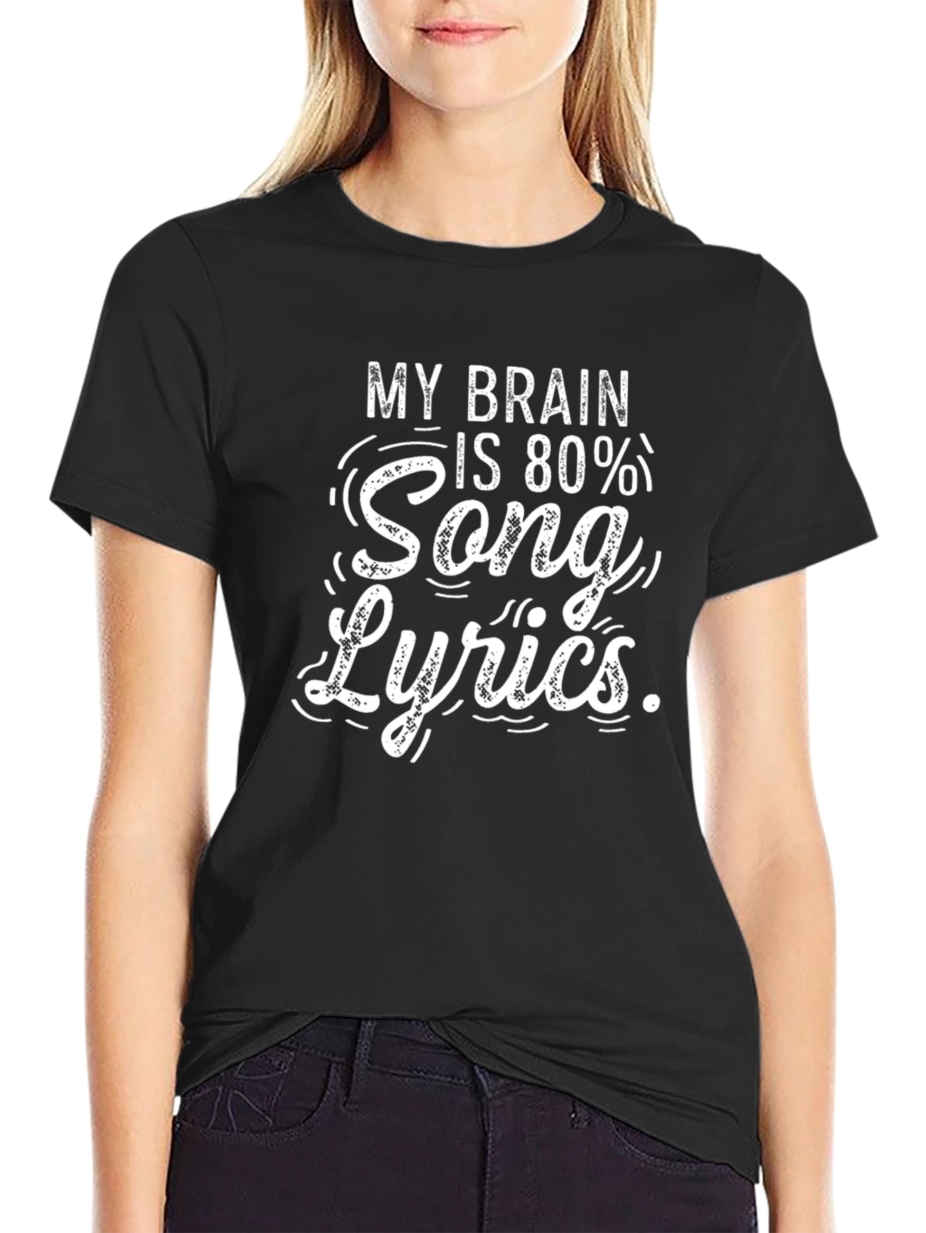 Funny Song Lyrics Graphic Black T-Shirt