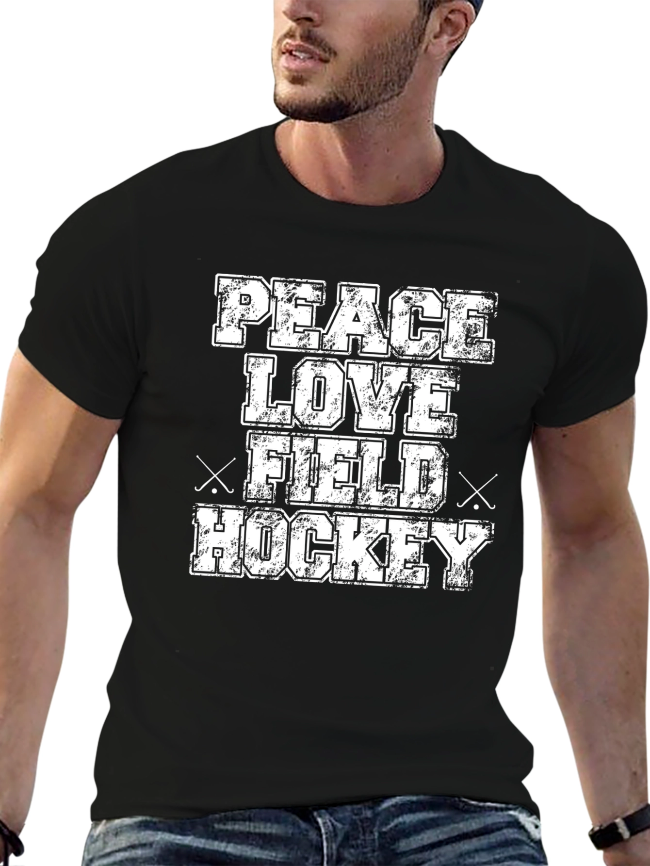 Peace Love Field Hockey T-Shirt - Black