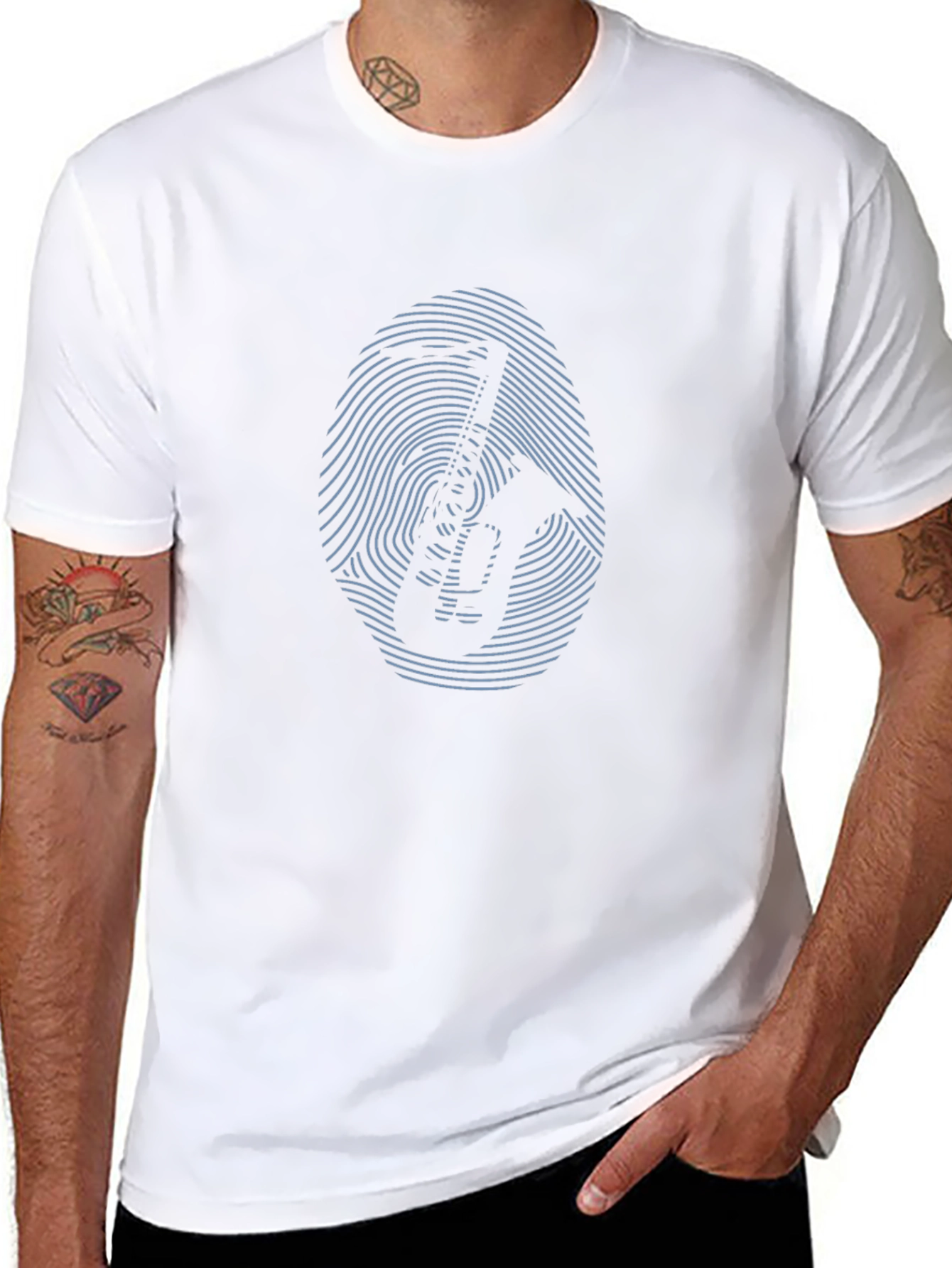 Saxophone Fingerprint Graphic Tee - Cool Music Lover Shirt