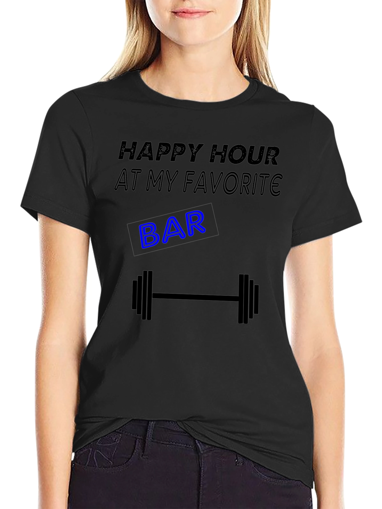 Happy Hour Gym Barbell Graphic Tee