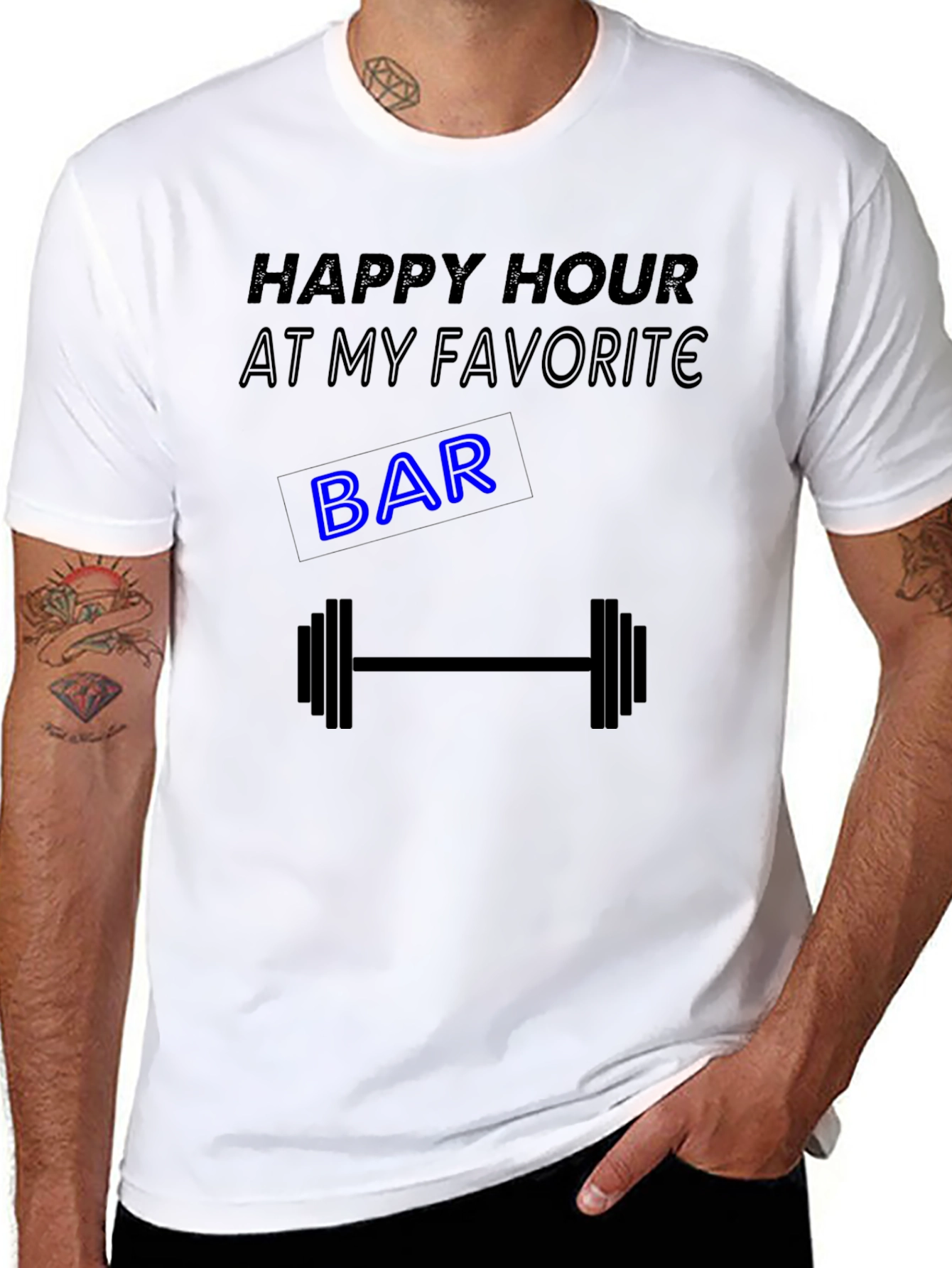 Happy Hour Gym Barbell Graphic Tee