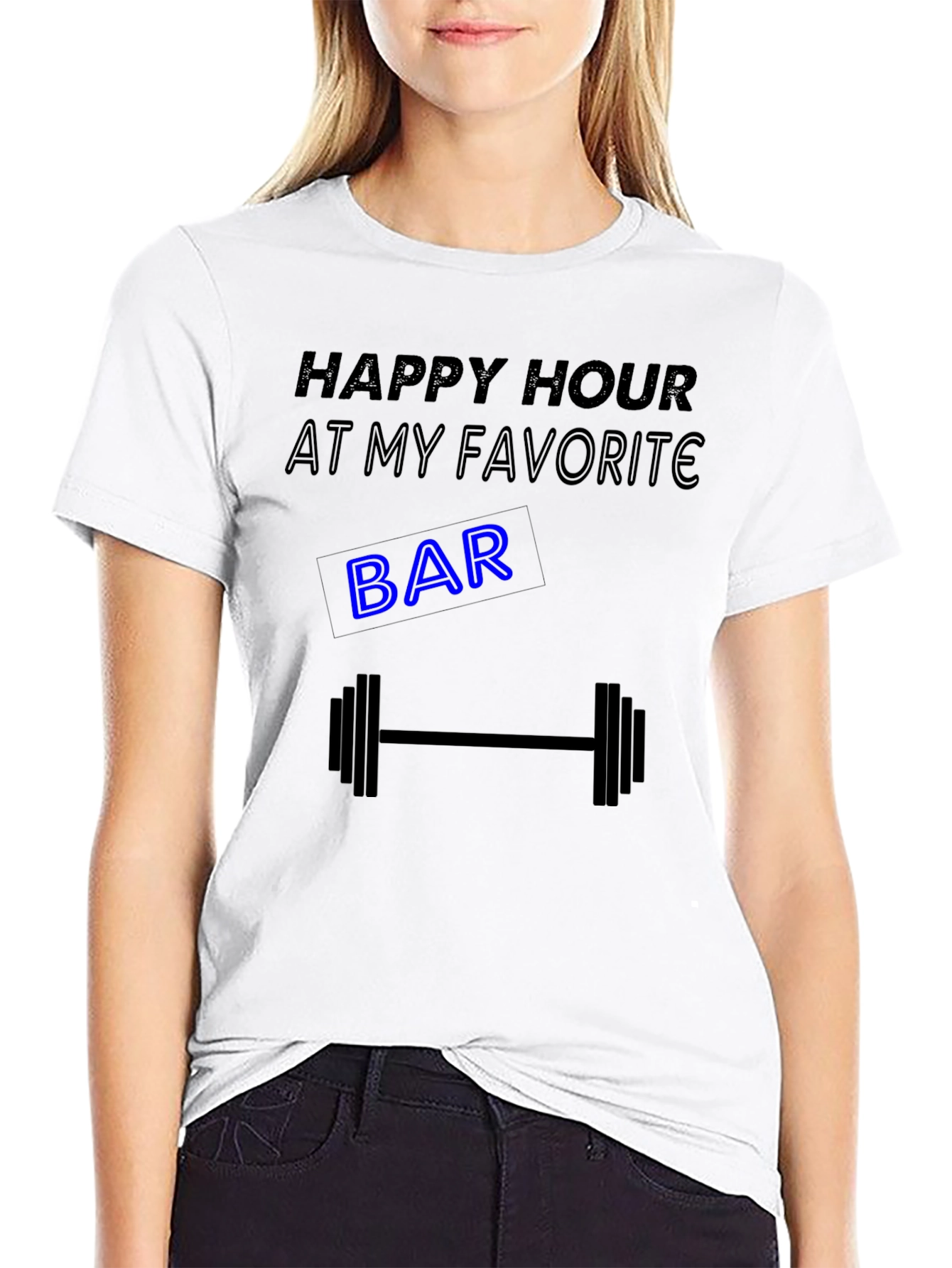 Happy Hour Gym Barbell Graphic Tee