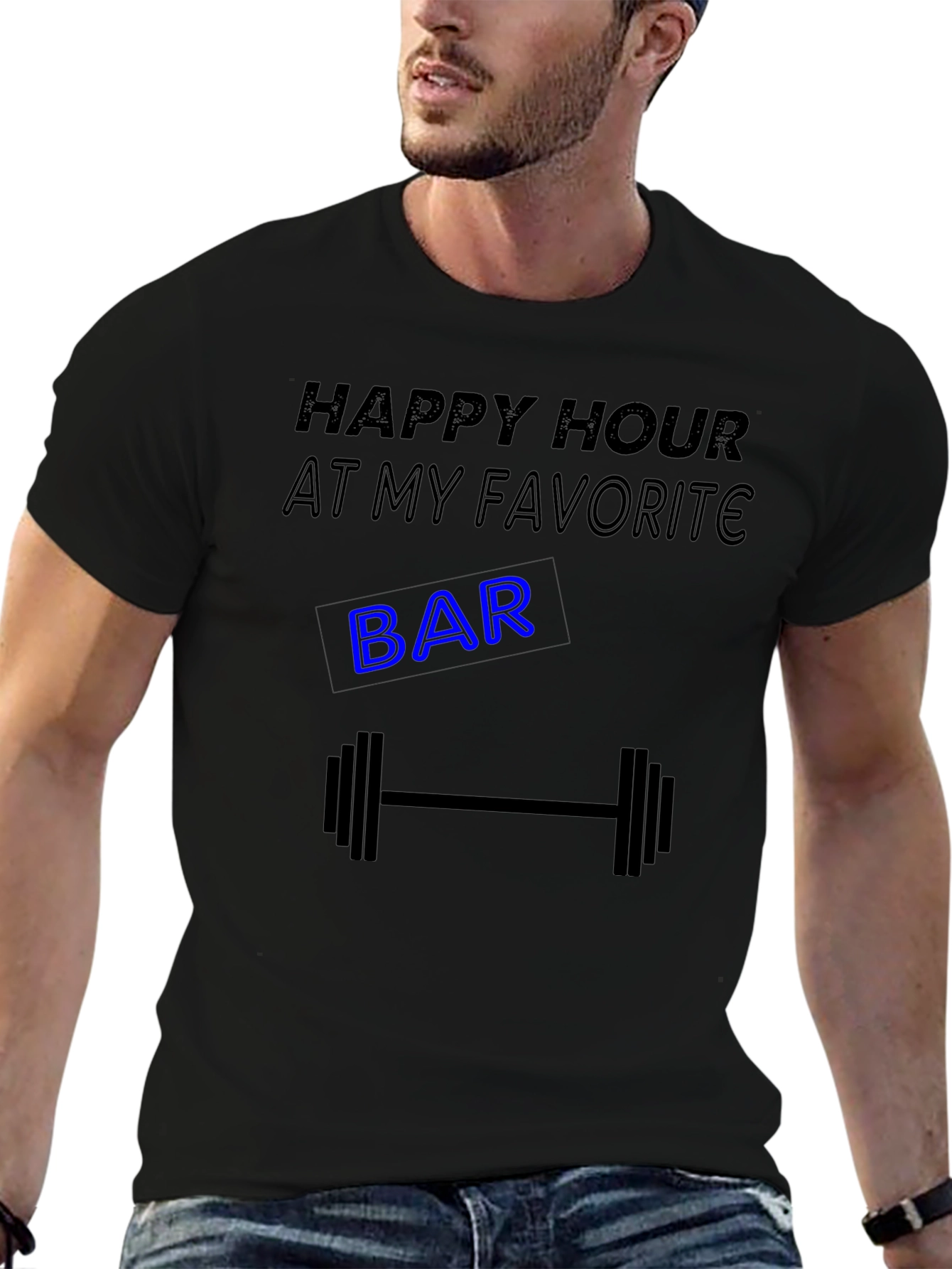 Happy Hour Gym Barbell Graphic Tee