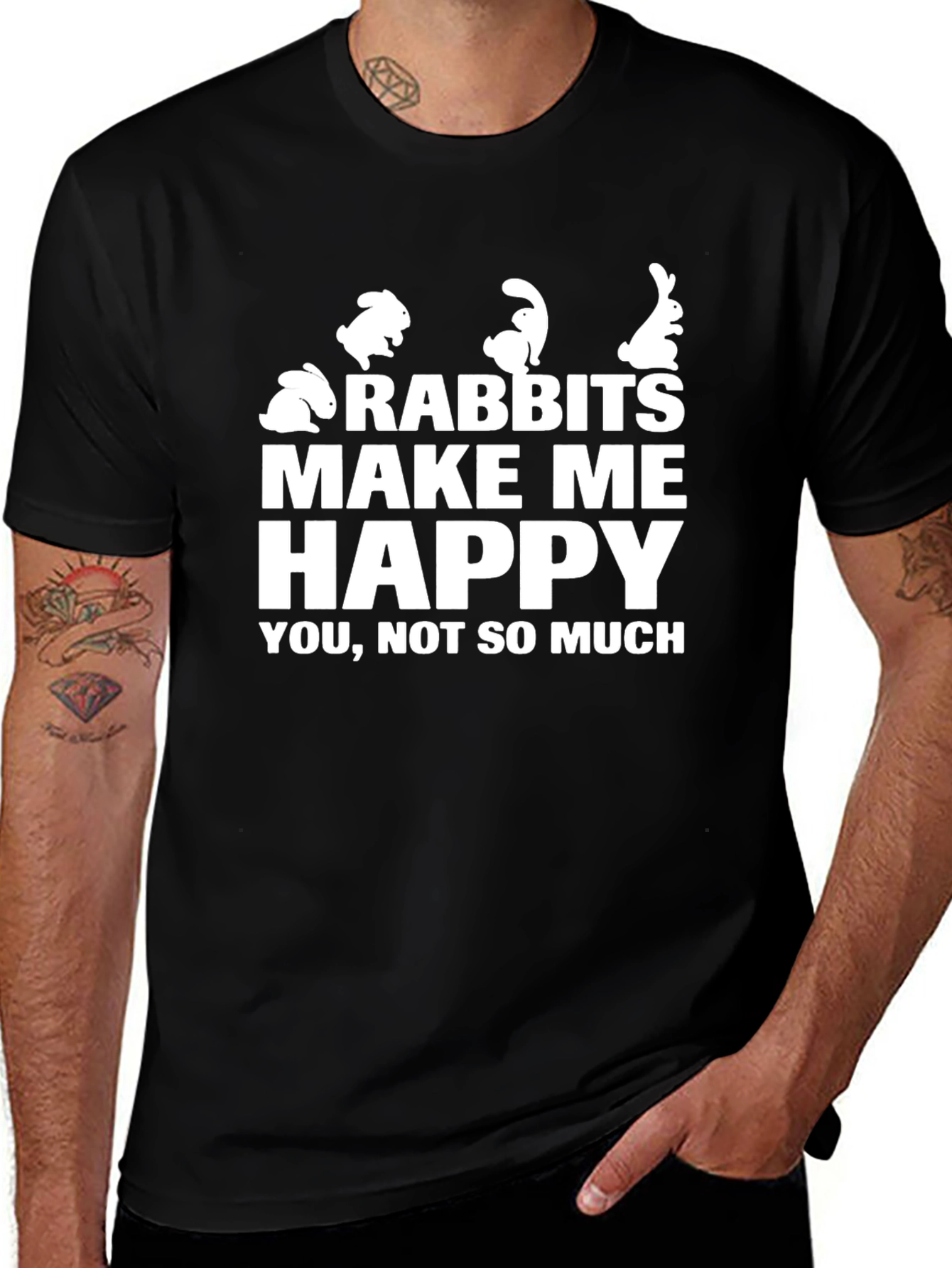 Rabbits Make Me Happy T-Shirt Funny Bunny Lover Tee