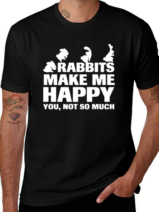 Rabbits Make Me Happy T-Shirt Funny Bunny Lover Tee