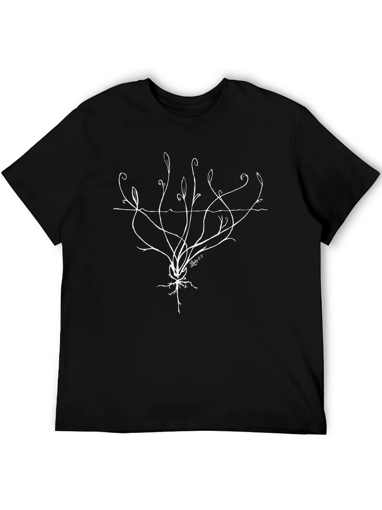 Roots Graphic Print T-Shirt - Black Cotton Blend