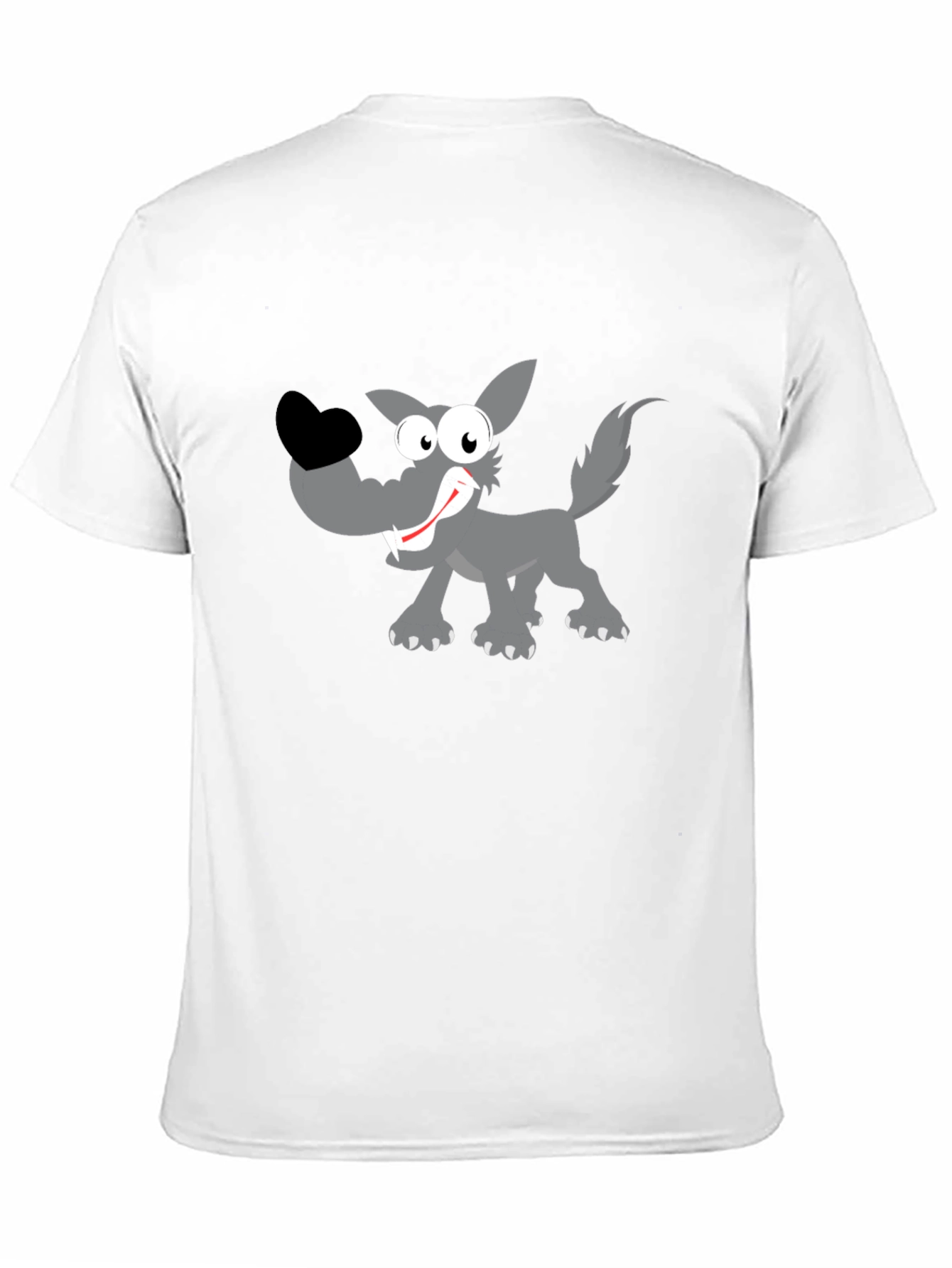 Cartoon Wolf Graphic Tee - Black Cotton T-Shirt