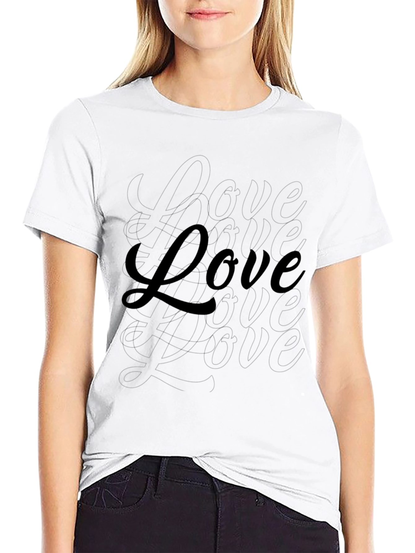 Love Graphic Print Black Cotton Casual T-Shirt