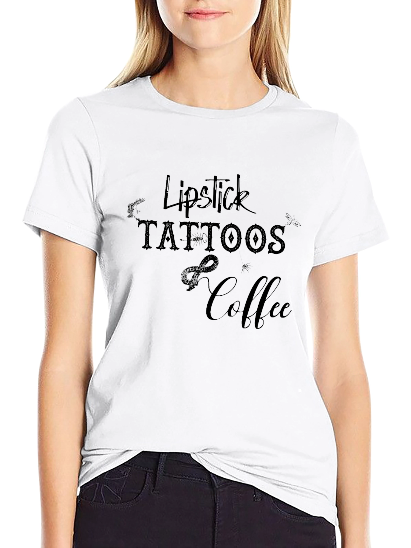 Lipstick Tattoos & Coffee Graphic T-Shirt