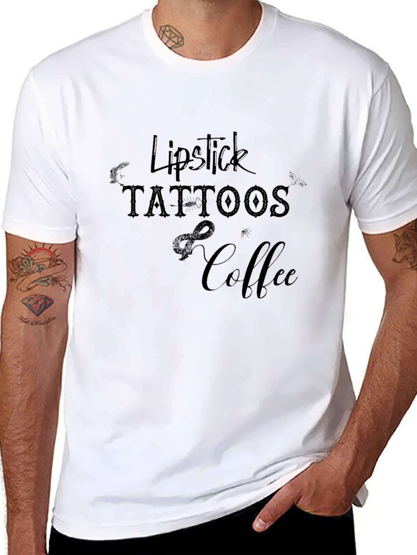 Lipstick Tattoos & Coffee Graphic T-Shirt