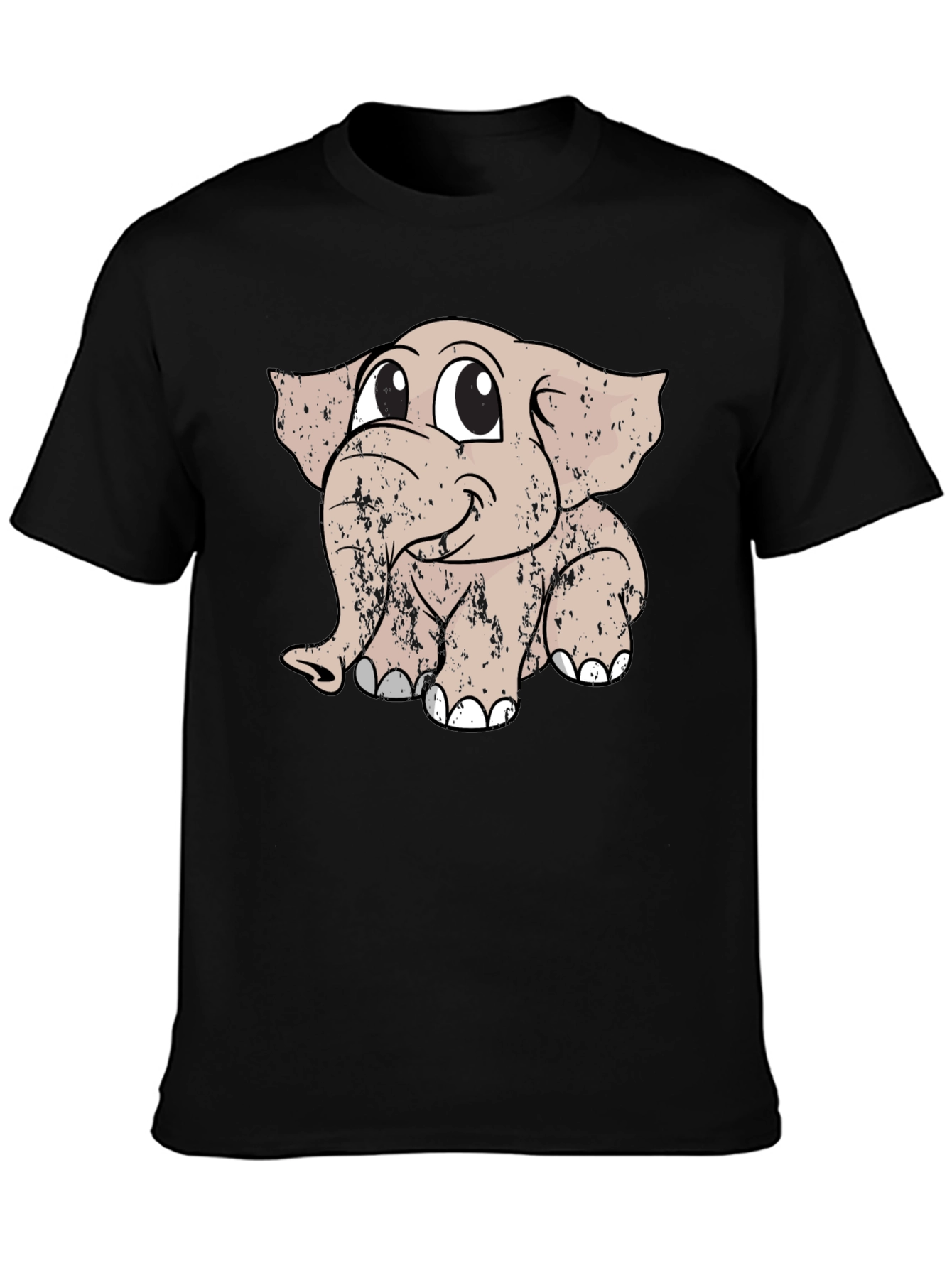 Cute Elephant Graphic Tee - Mens Black T-Shirt