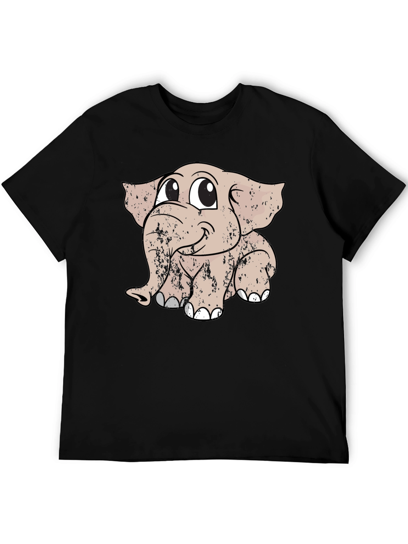 Cute Elephant Graphic Tee - Mens Black T-Shirt