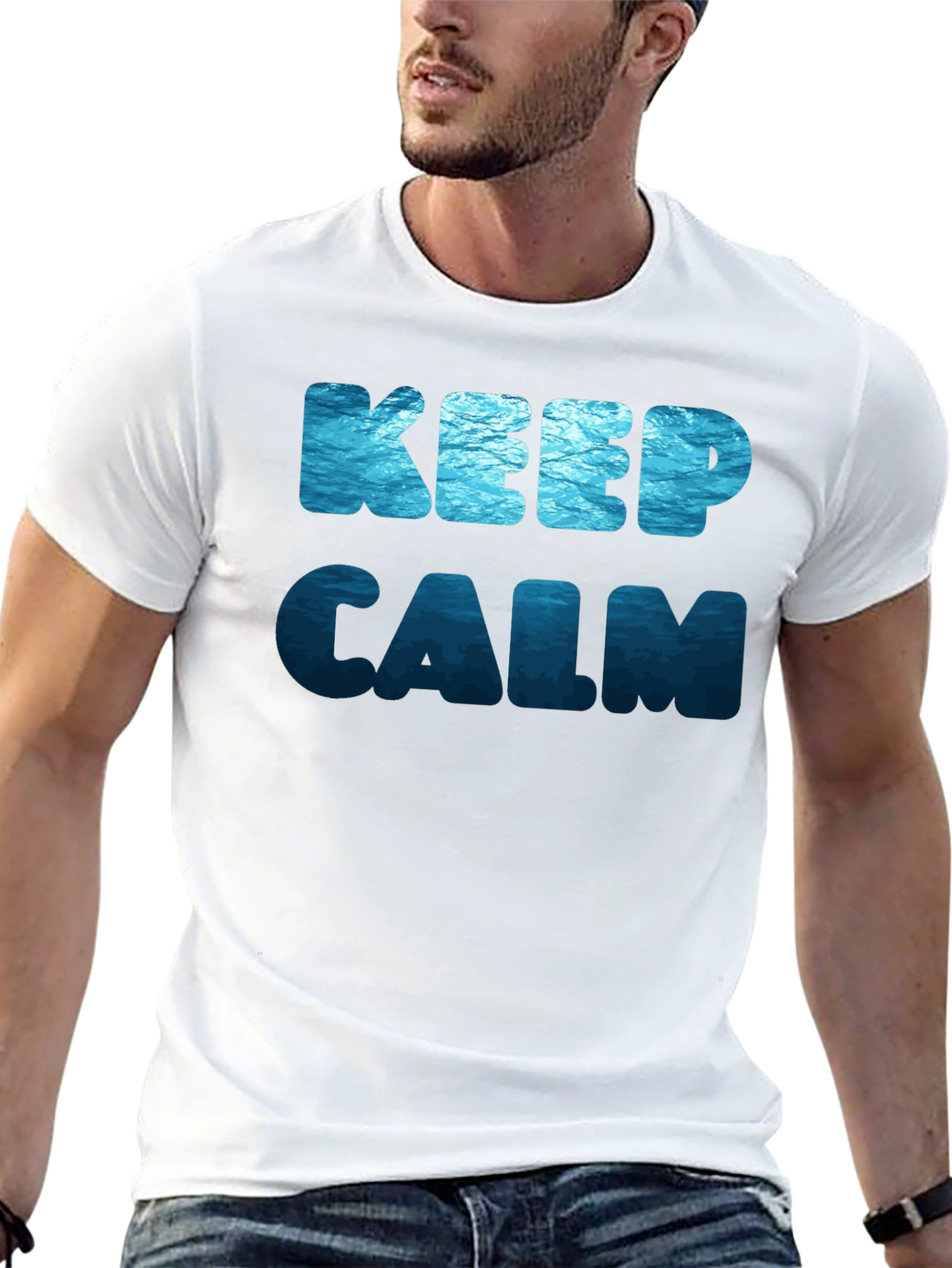 Keep Calm Ocean Print T-Shirt