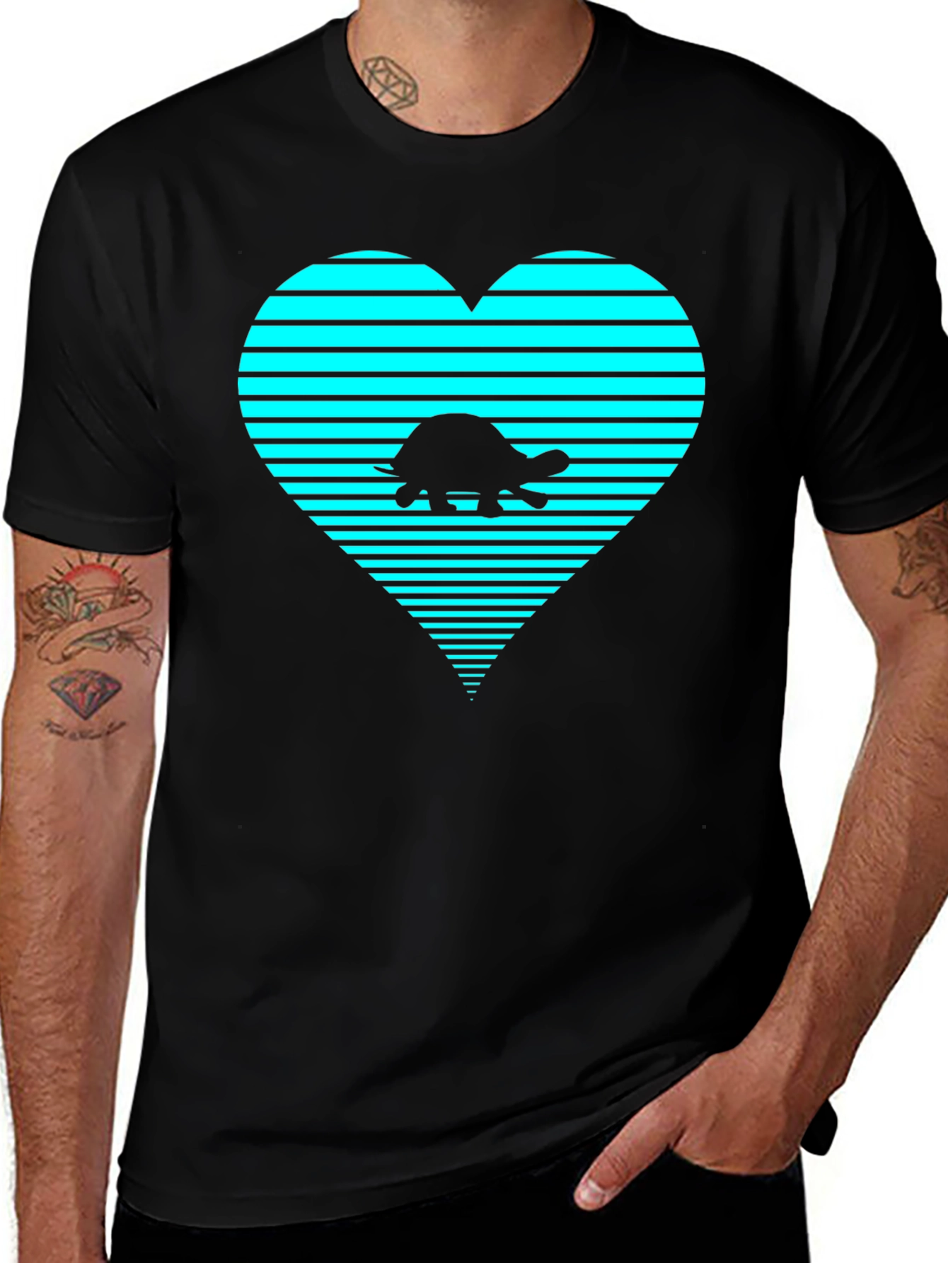 Turtle Heart Graphic T-Shirt - Black