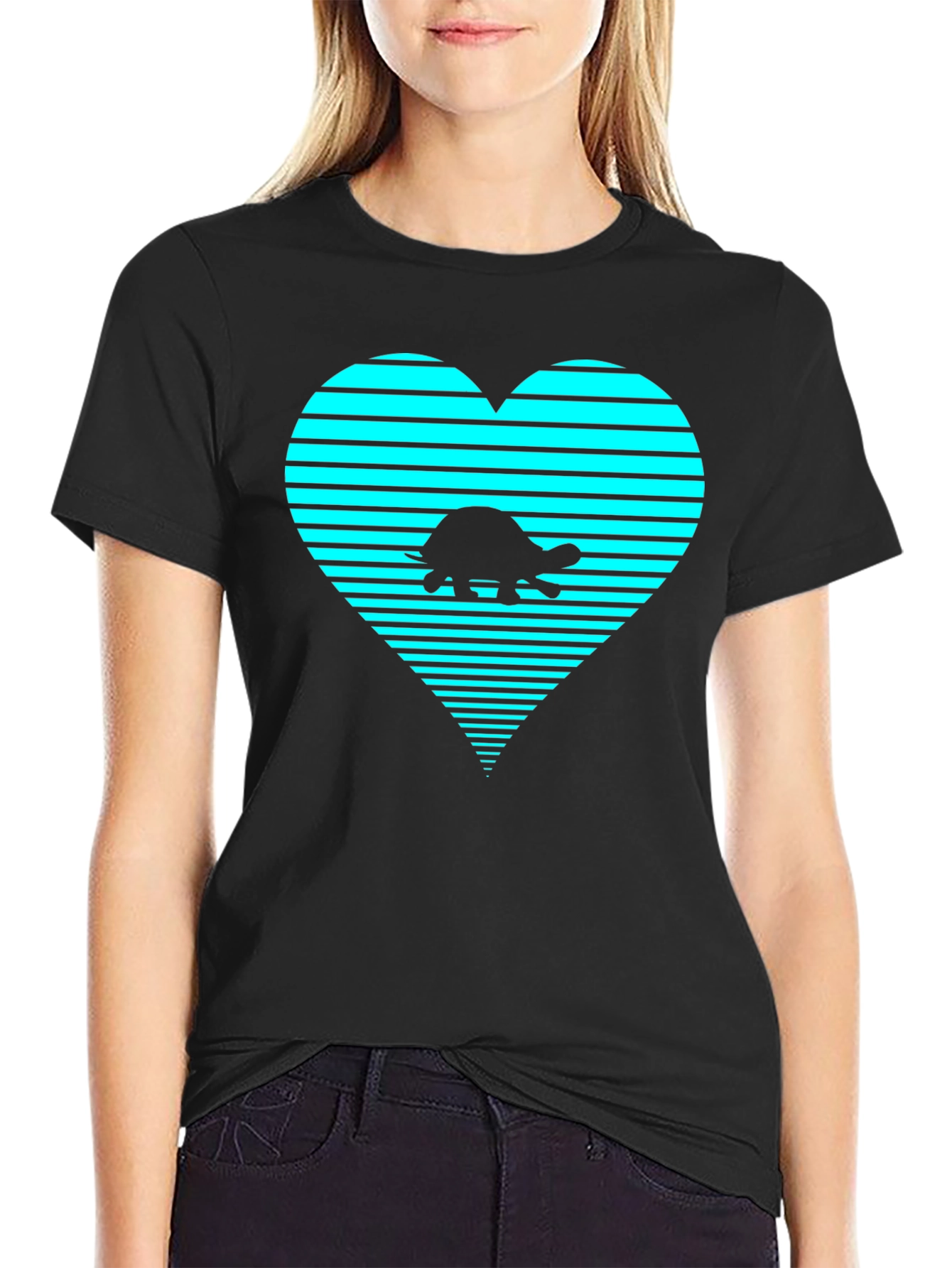 Turtle Heart Graphic T-Shirt - Black