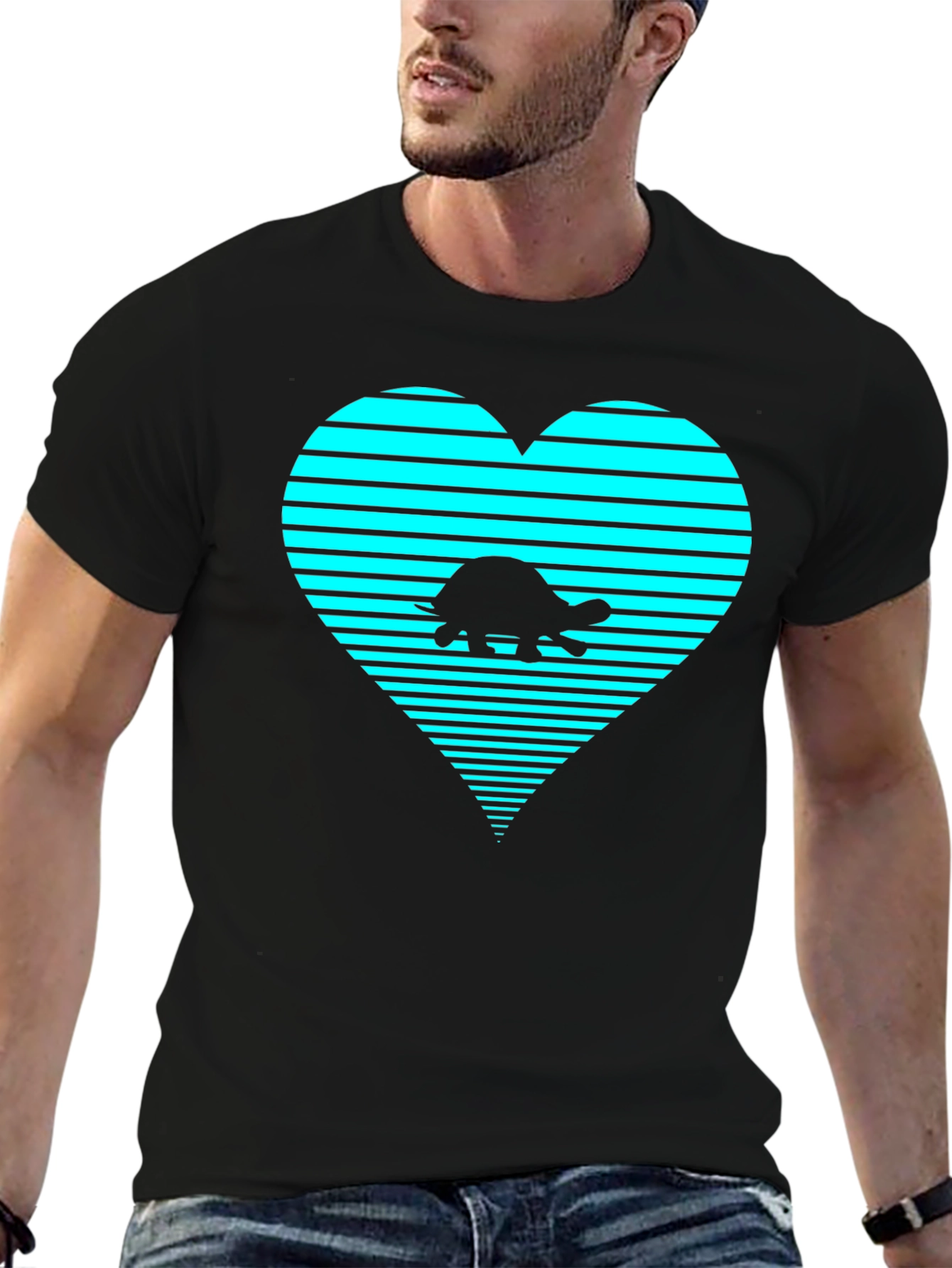 Turtle Heart Graphic T-Shirt - Black