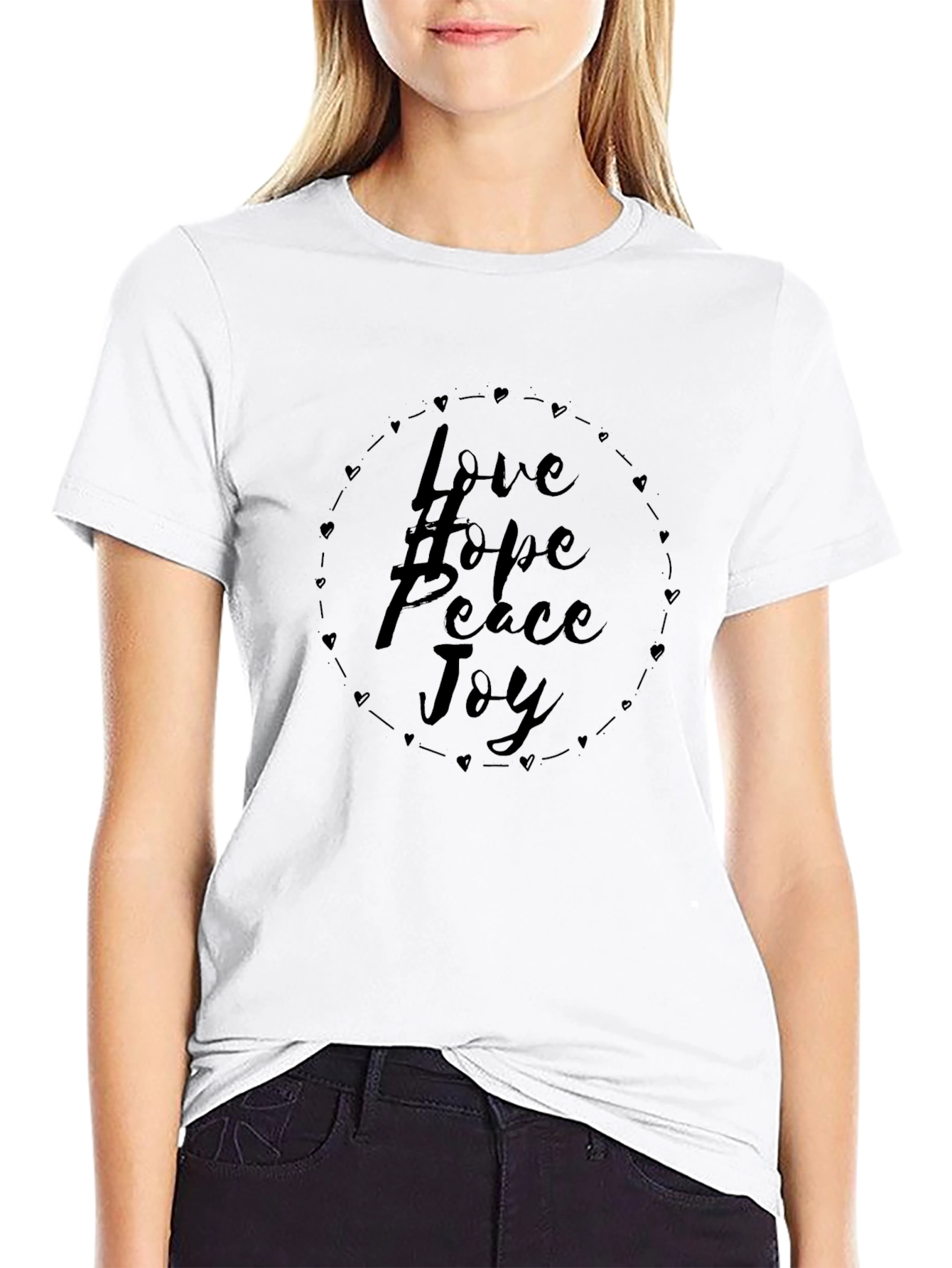 Love Hope Peace Joy Black Graphic Tee