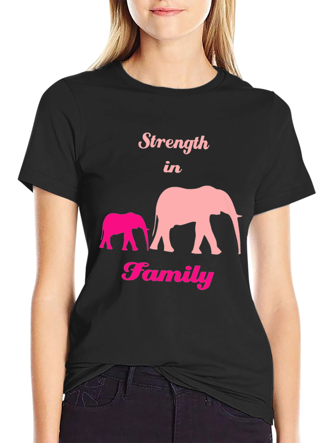 Strength in Family Elephant Graphic T-Shirt