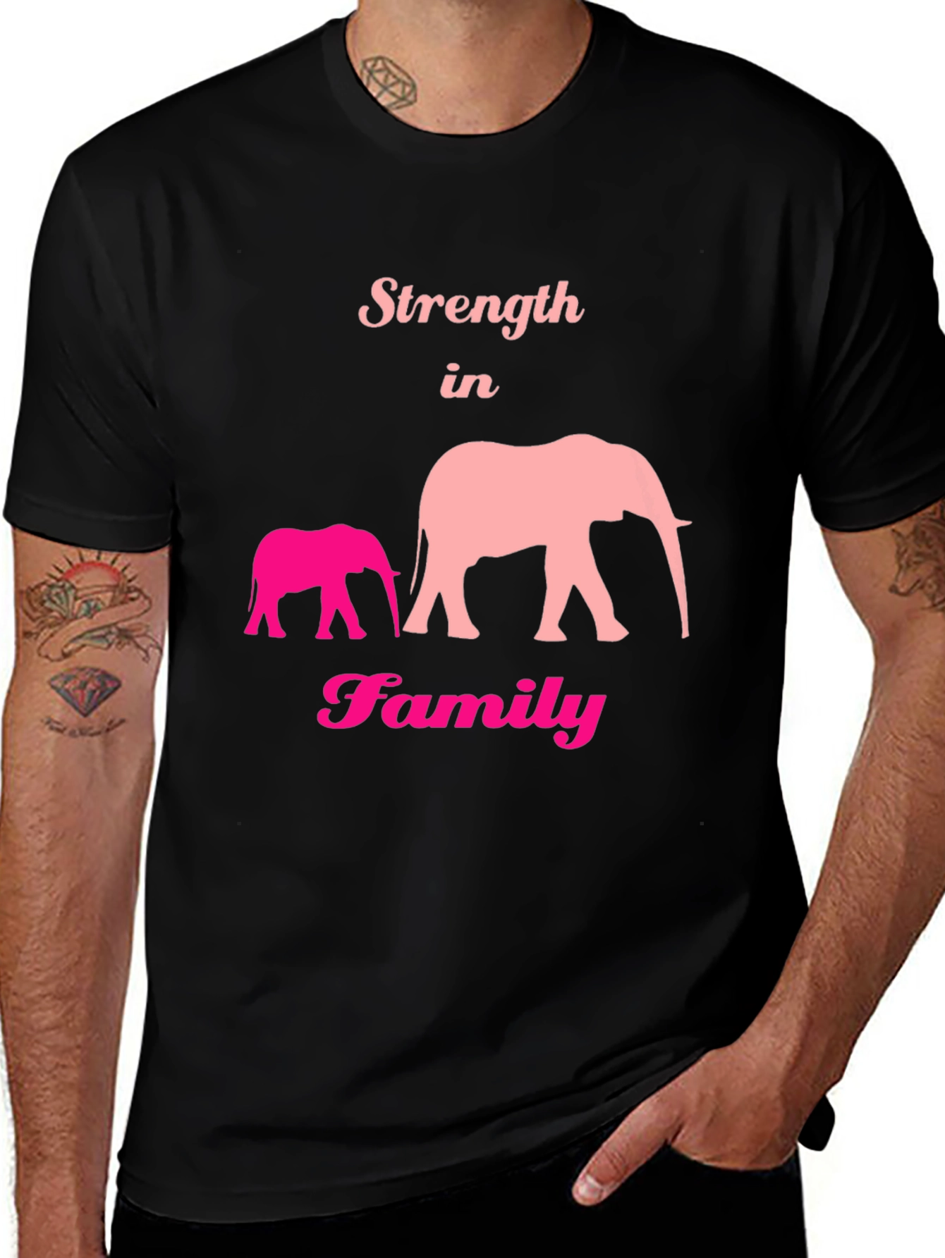 Strength in Family Elephant Graphic T-Shirt