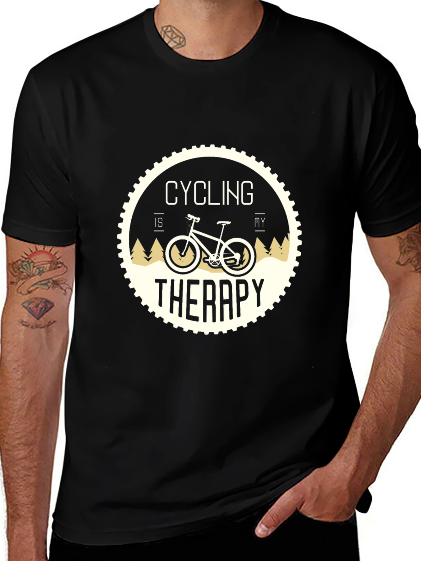 Cycling Therapy T-Shirt: Black Relaxed Fit