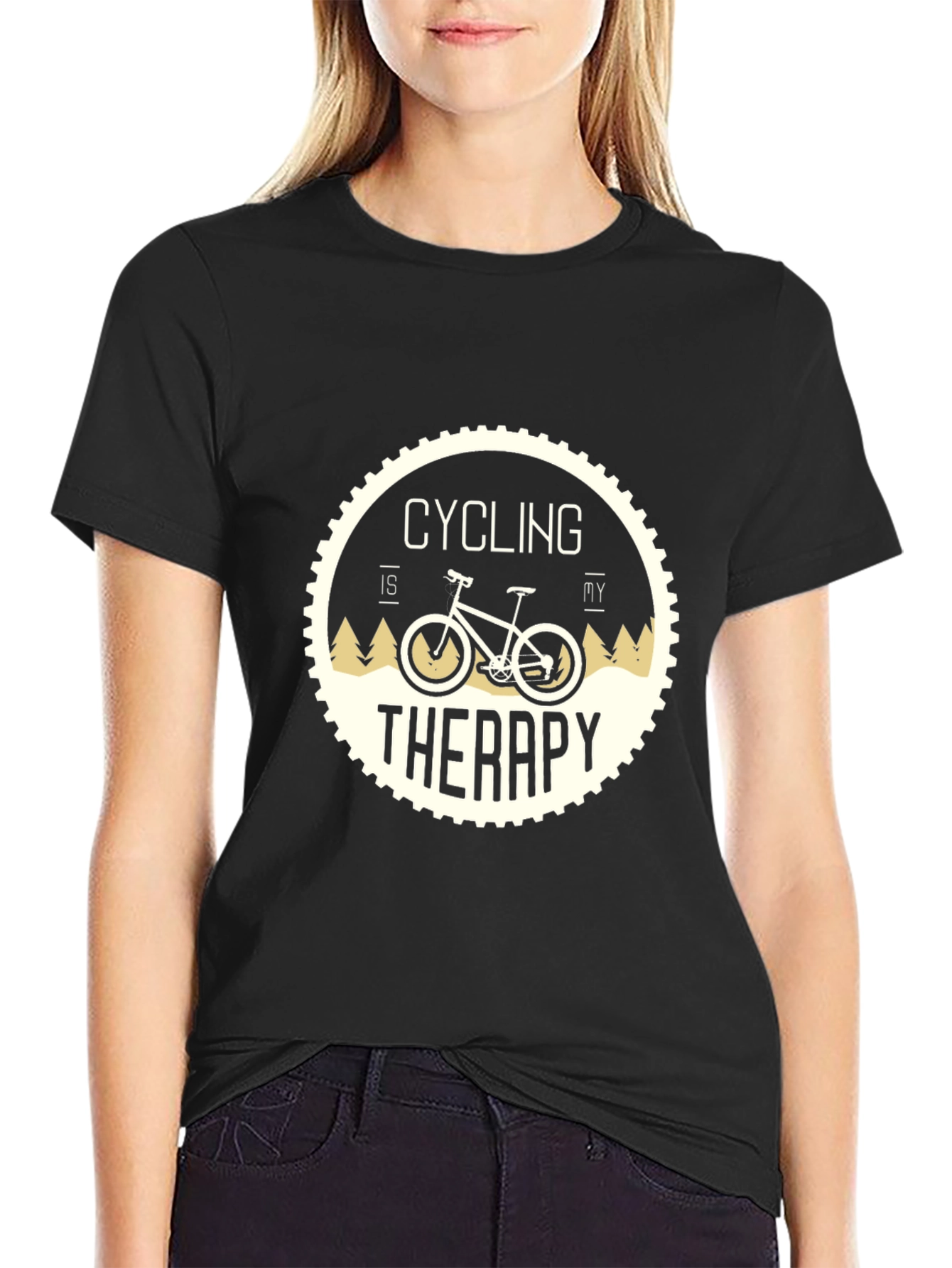 Cycling Therapy T-Shirt: Black Relaxed Fit