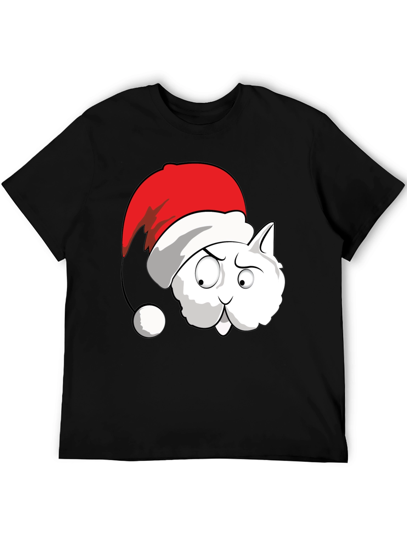 Funny Cat Santa Hat Graphic T-Shirt