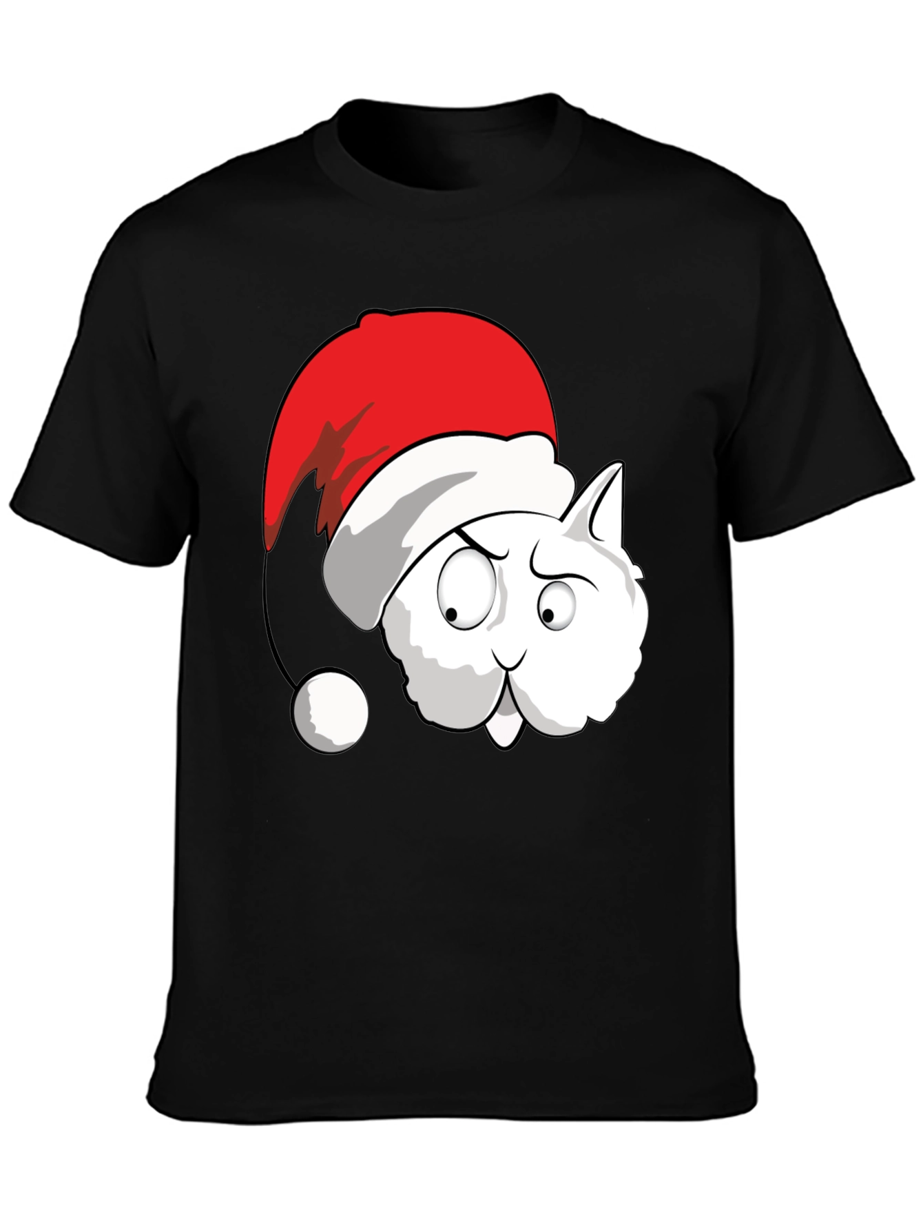 Funny Cat Santa Hat Graphic T-Shirt