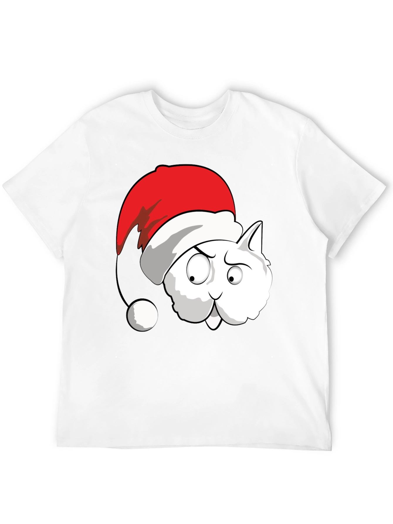 Funny Cat Santa Hat Graphic T-Shirt