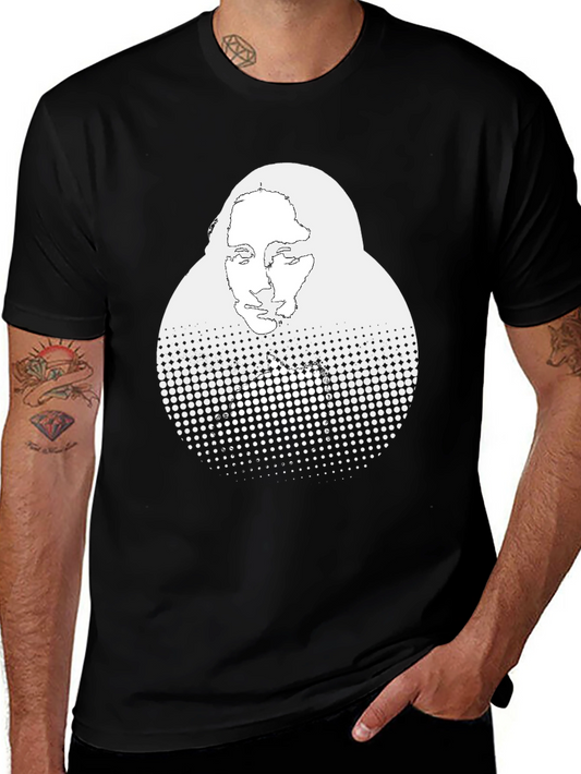 Abstract Mona Lisa Graphic Print Black T-Shirt
