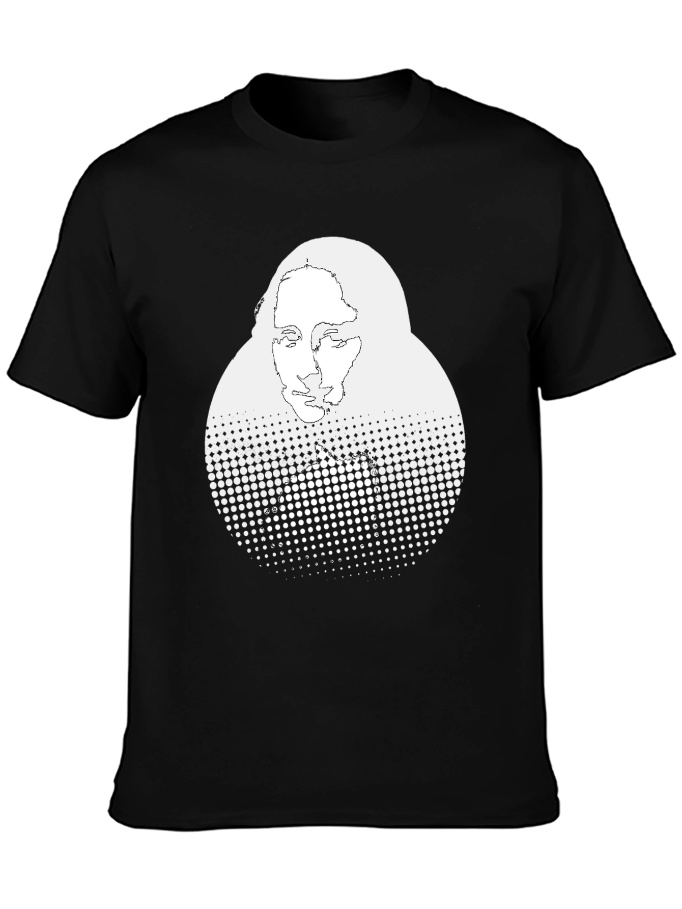 Abstract Mona Lisa Graphic Print Black T-Shirt