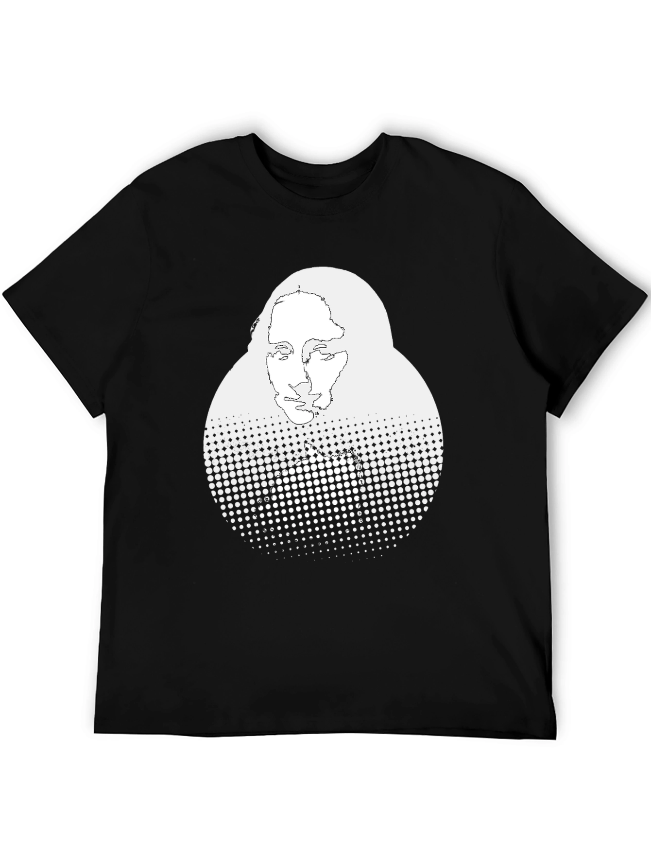 Abstract Mona Lisa Graphic Print Black T-Shirt