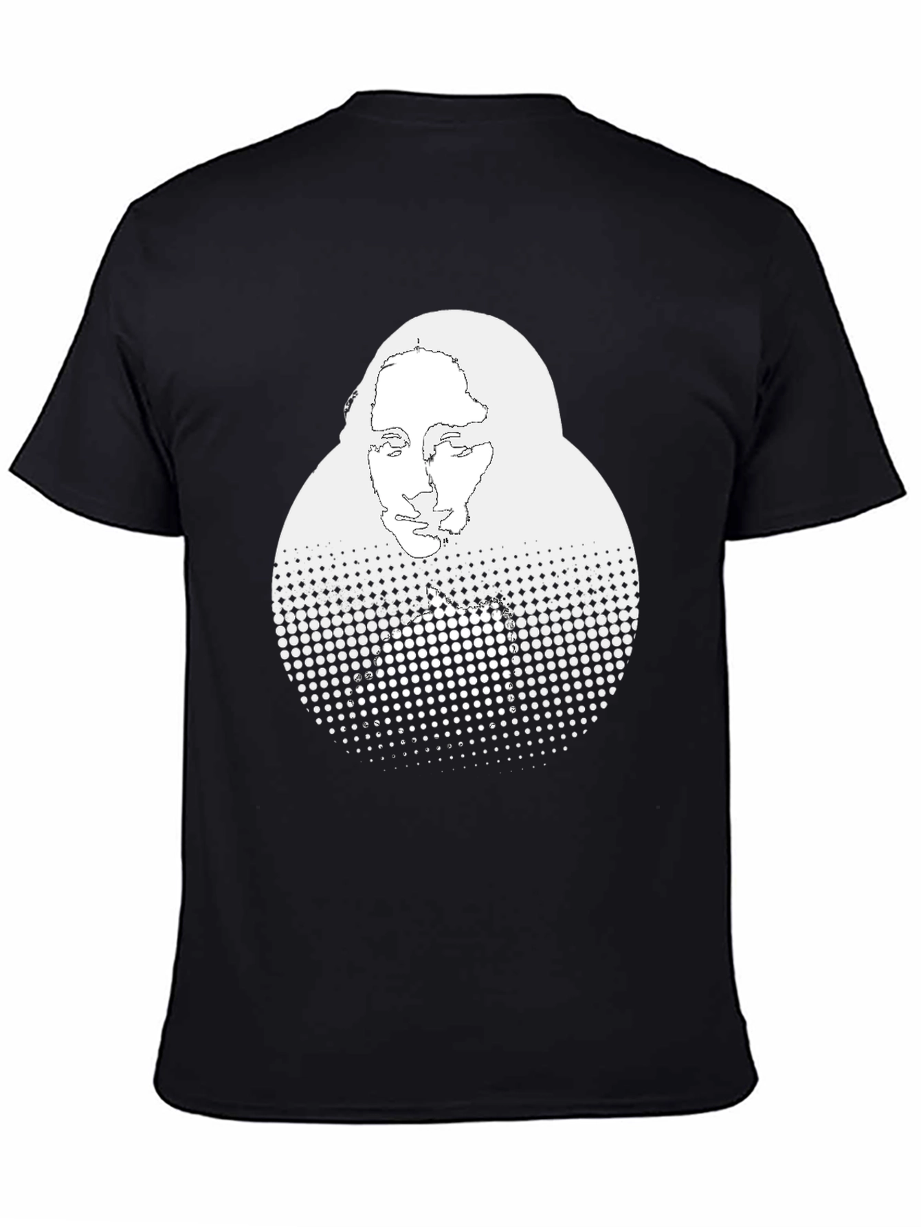 Abstract Mona Lisa Graphic Print Black T-Shirt