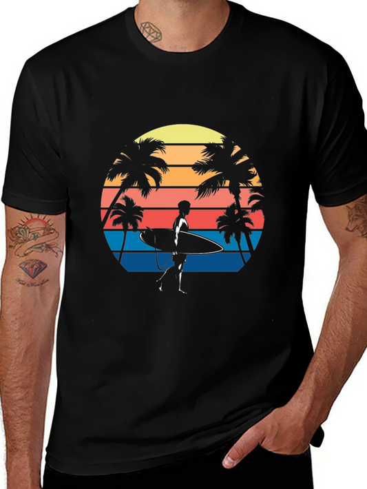 Retro Surfer T-Shirt - Tropical Palm Tree Graphic Tee