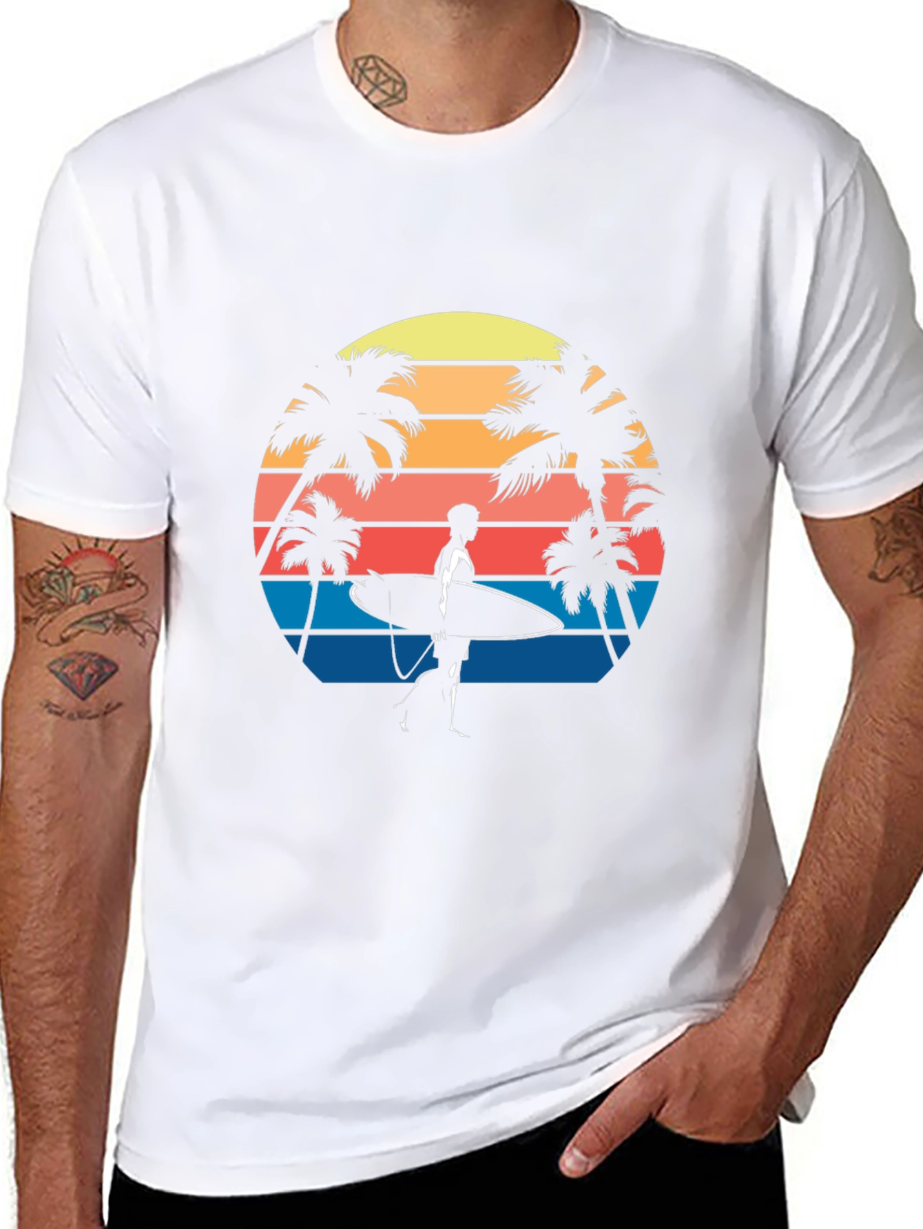Retro Surfer T-Shirt - Tropical Palm Tree Graphic Tee