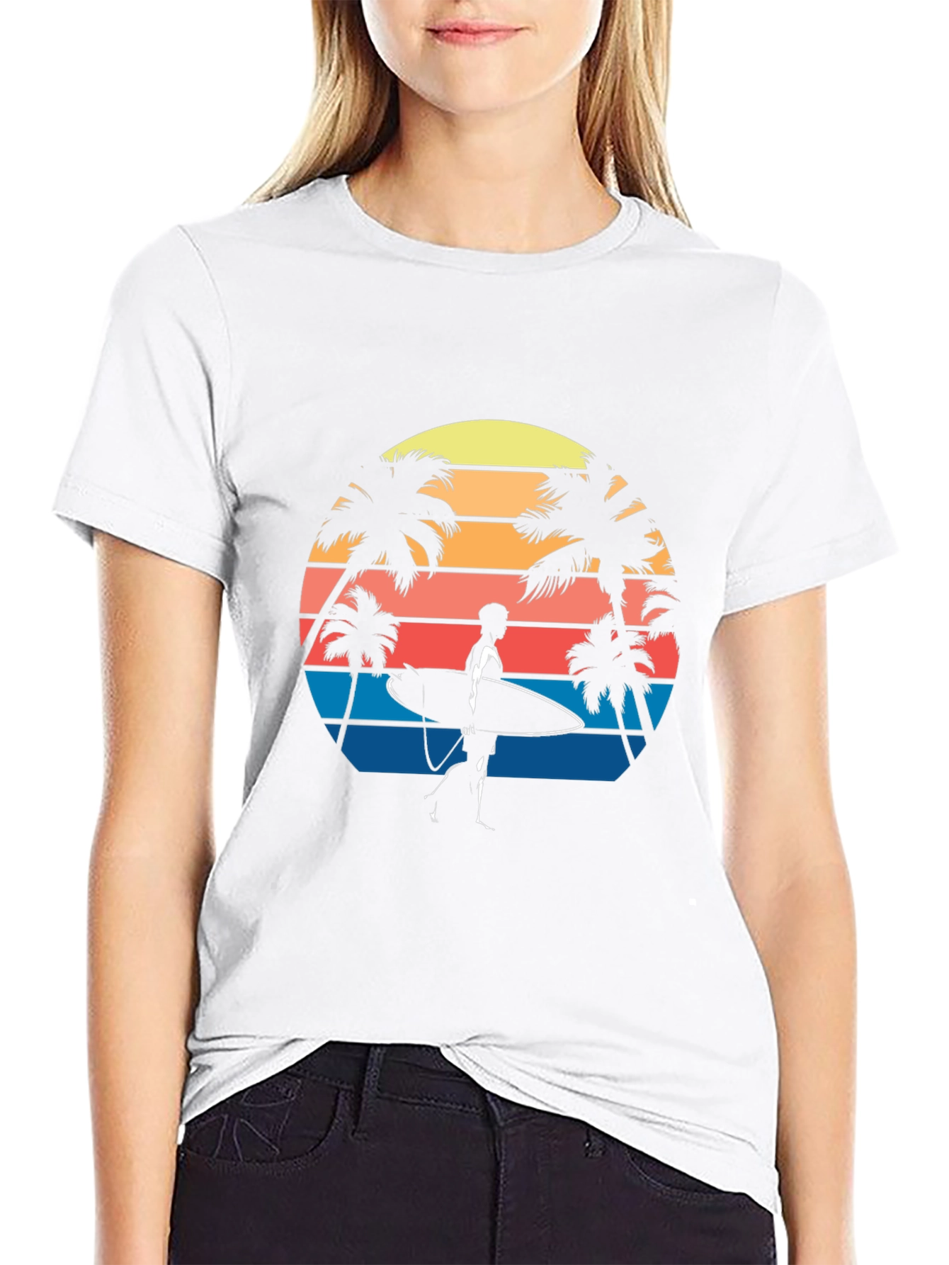 Retro Surfer T-Shirt - Tropical Palm Tree Graphic Tee