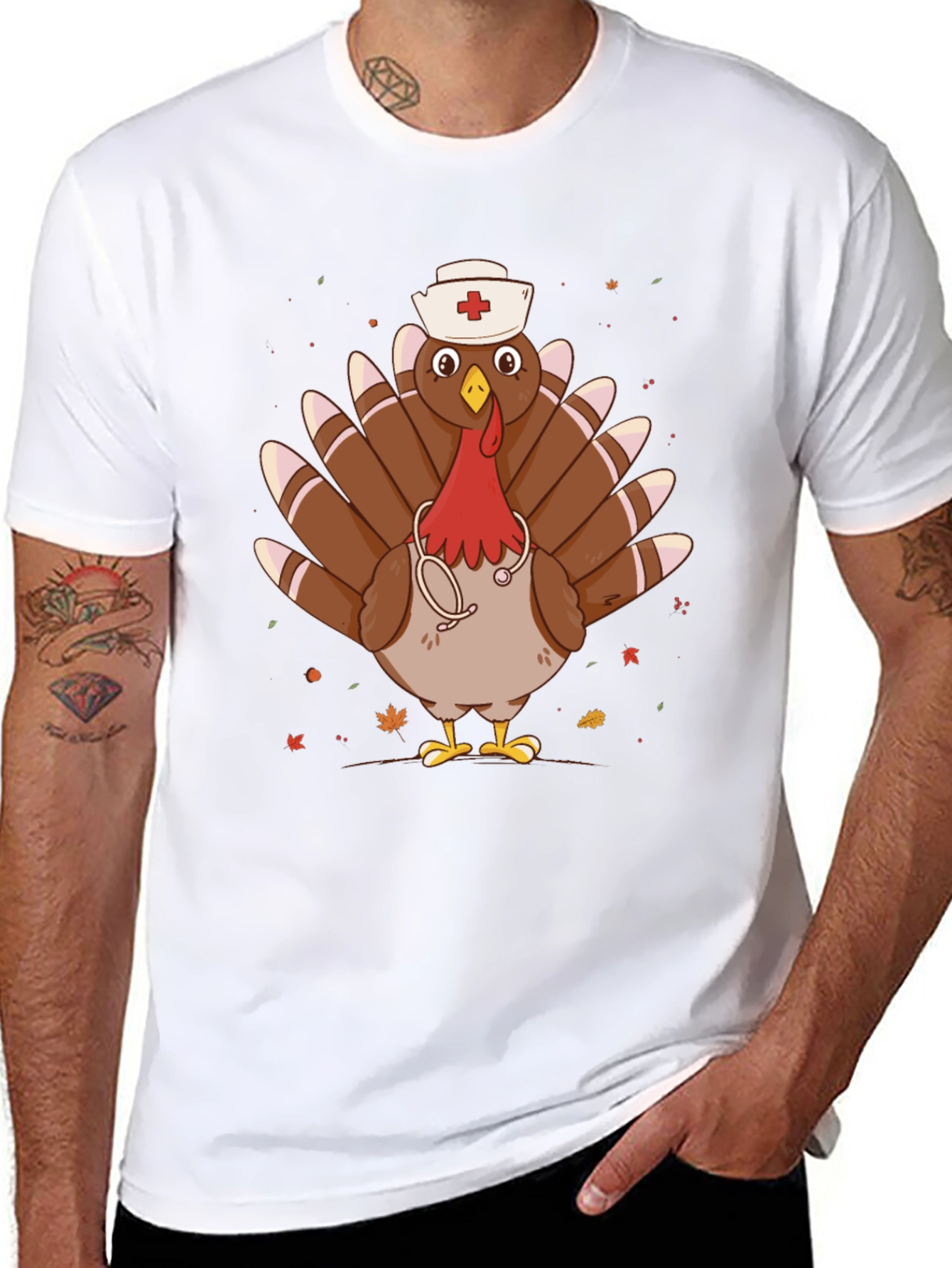 Nurse Turkey Graphic Tee - Thanksgiving Humor