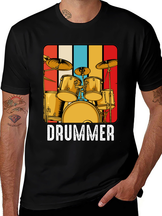 Retro Drummer T-Shirt: Vintage Style Band Tee