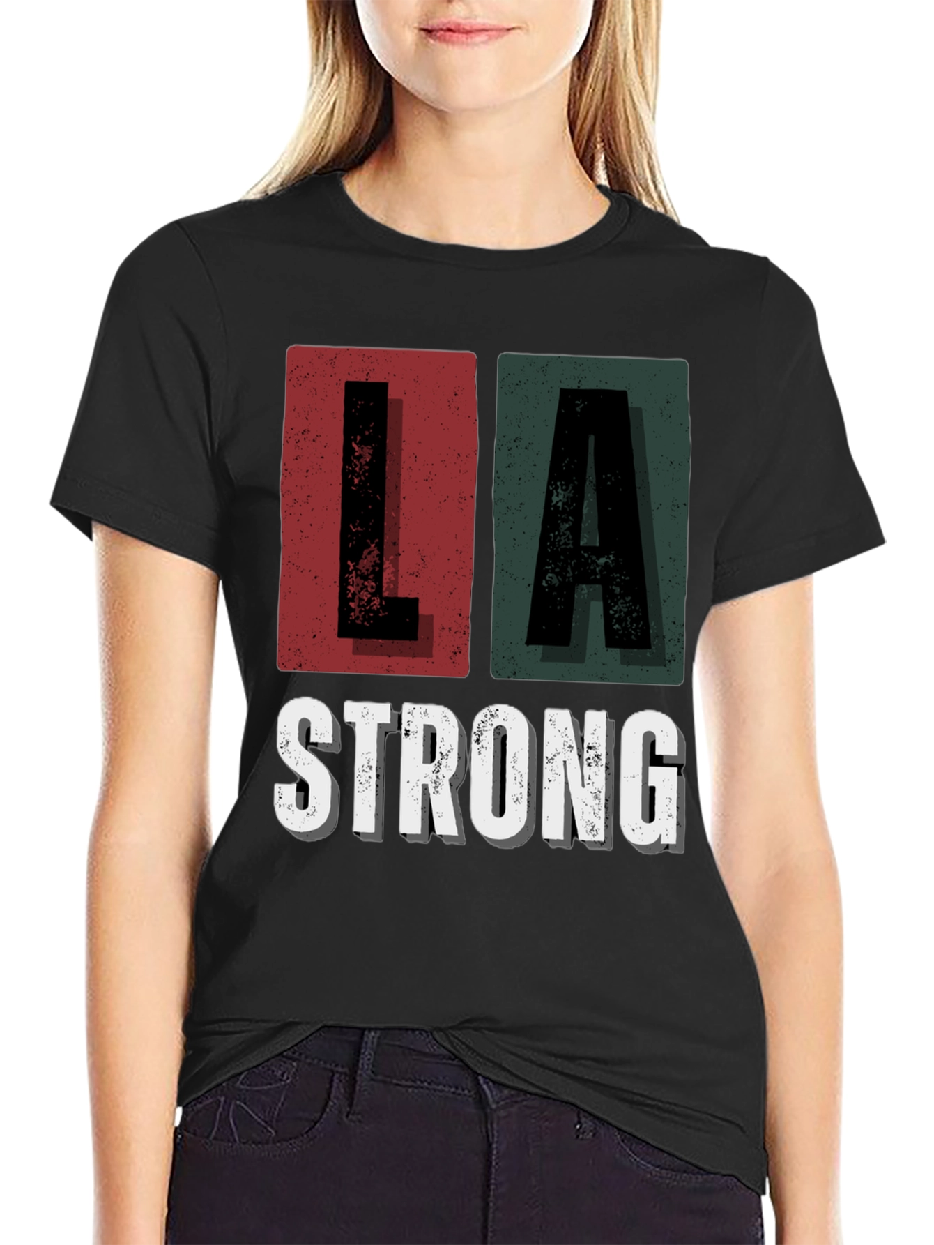 LA Strong Graphic Tee - Unisex Black Cotton T-Shirt