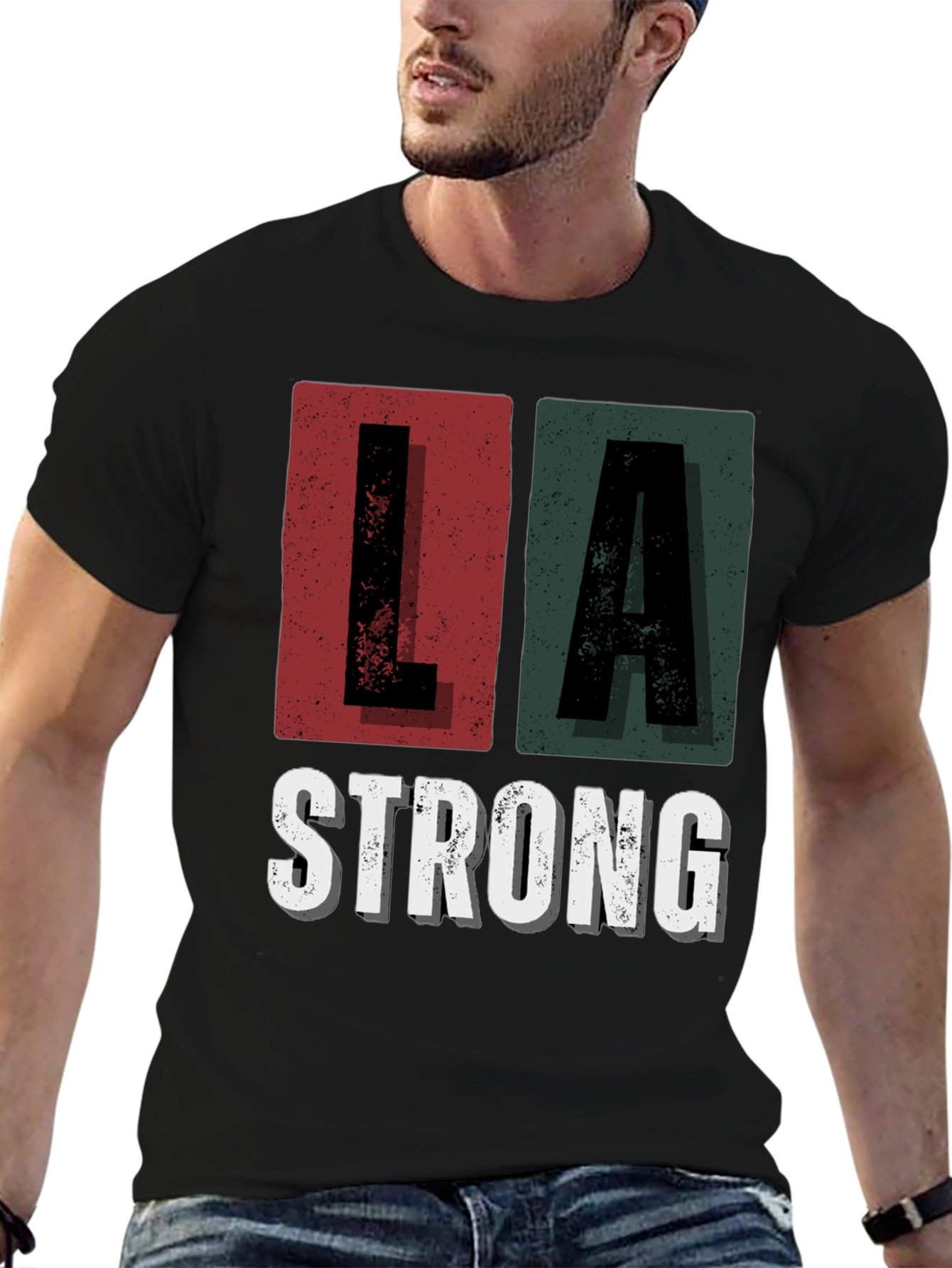 LA Strong Graphic Tee - Unisex Black Cotton T-Shirt