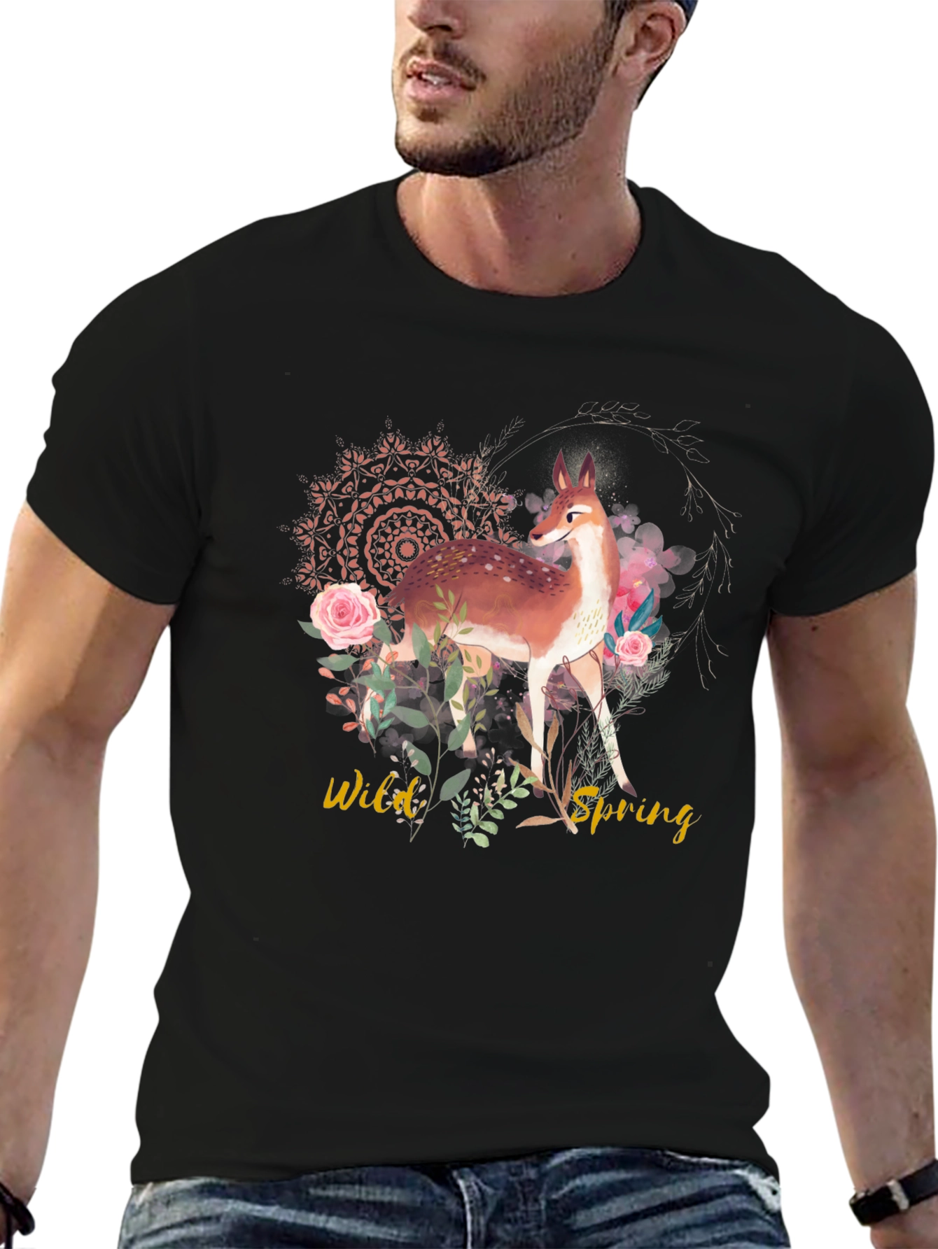Wild Spring Deer Graphic T-Shirt