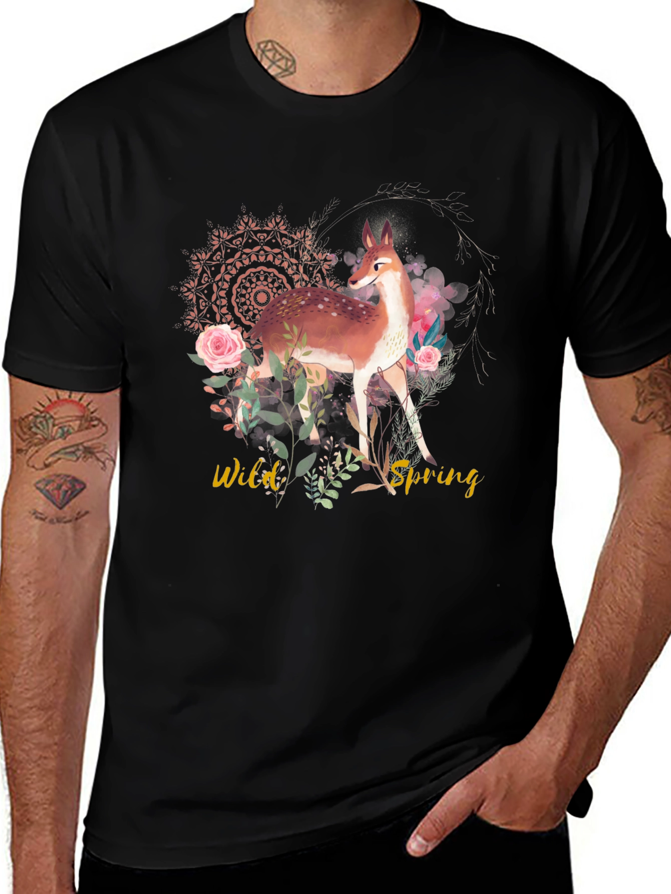 Wild Spring Deer Graphic T-Shirt