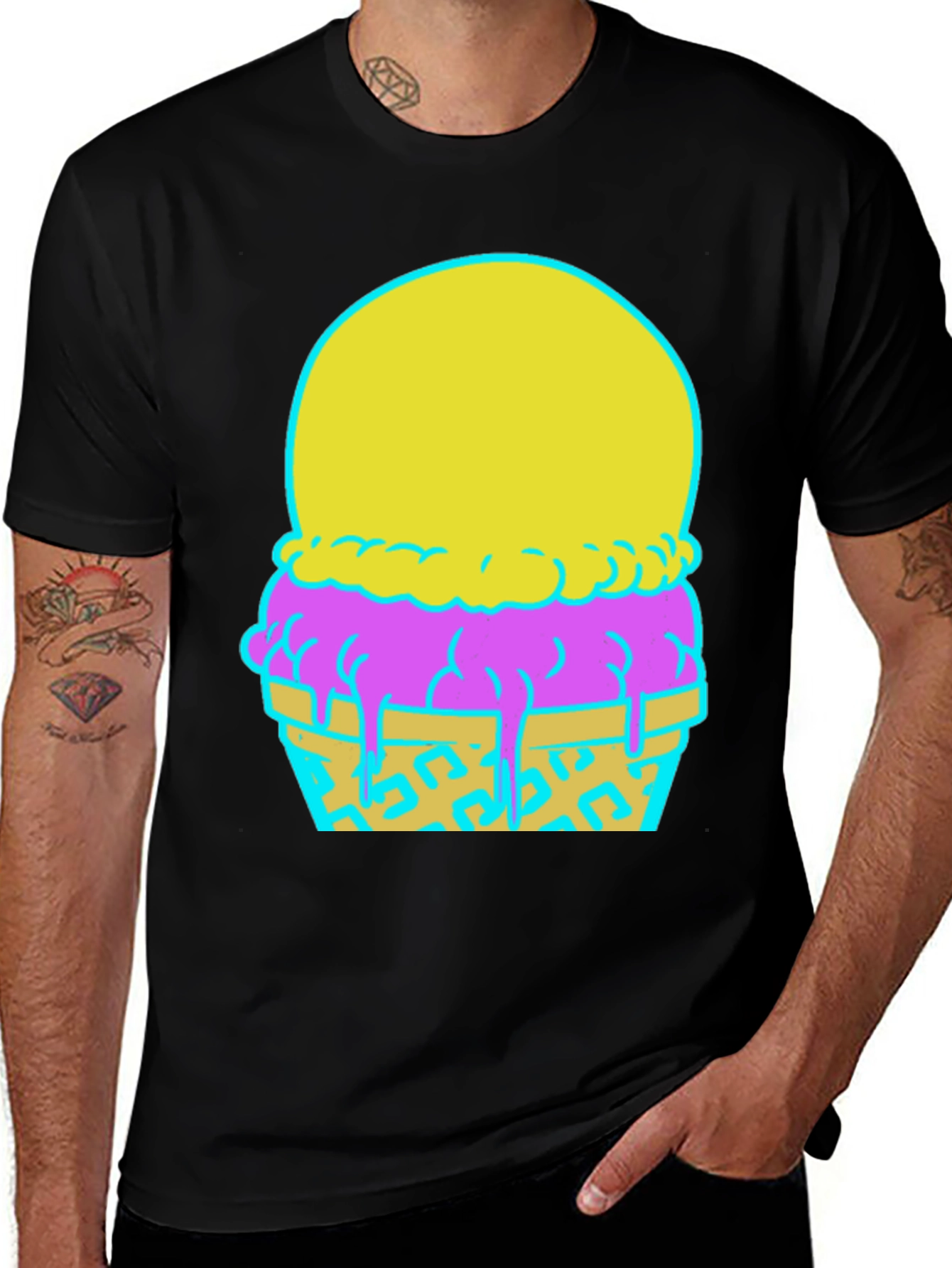 Ice Cream Graphic Tee - Funky Neon Design